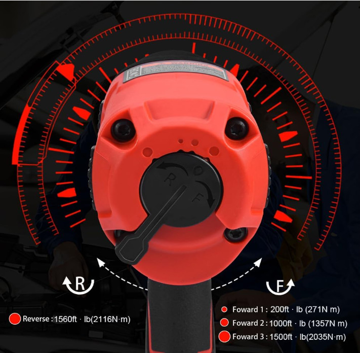 Llave de Impacto Neumática 1/2&Prime; 1560 lb-pie 8000 RPM Doble Martillo. Nuevo