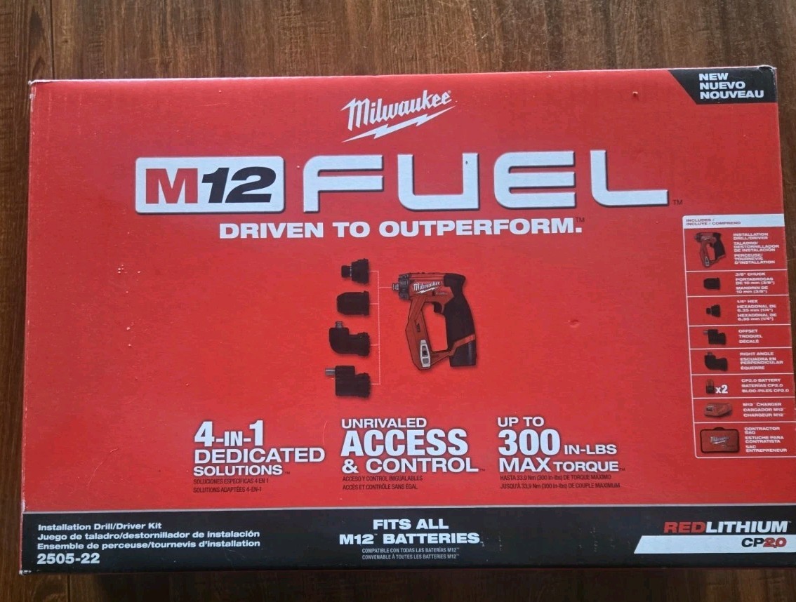Milwaukee 2505-22 M12 FUEL 4-in-1 Installation Drill/Driver Kit 12V – NIB