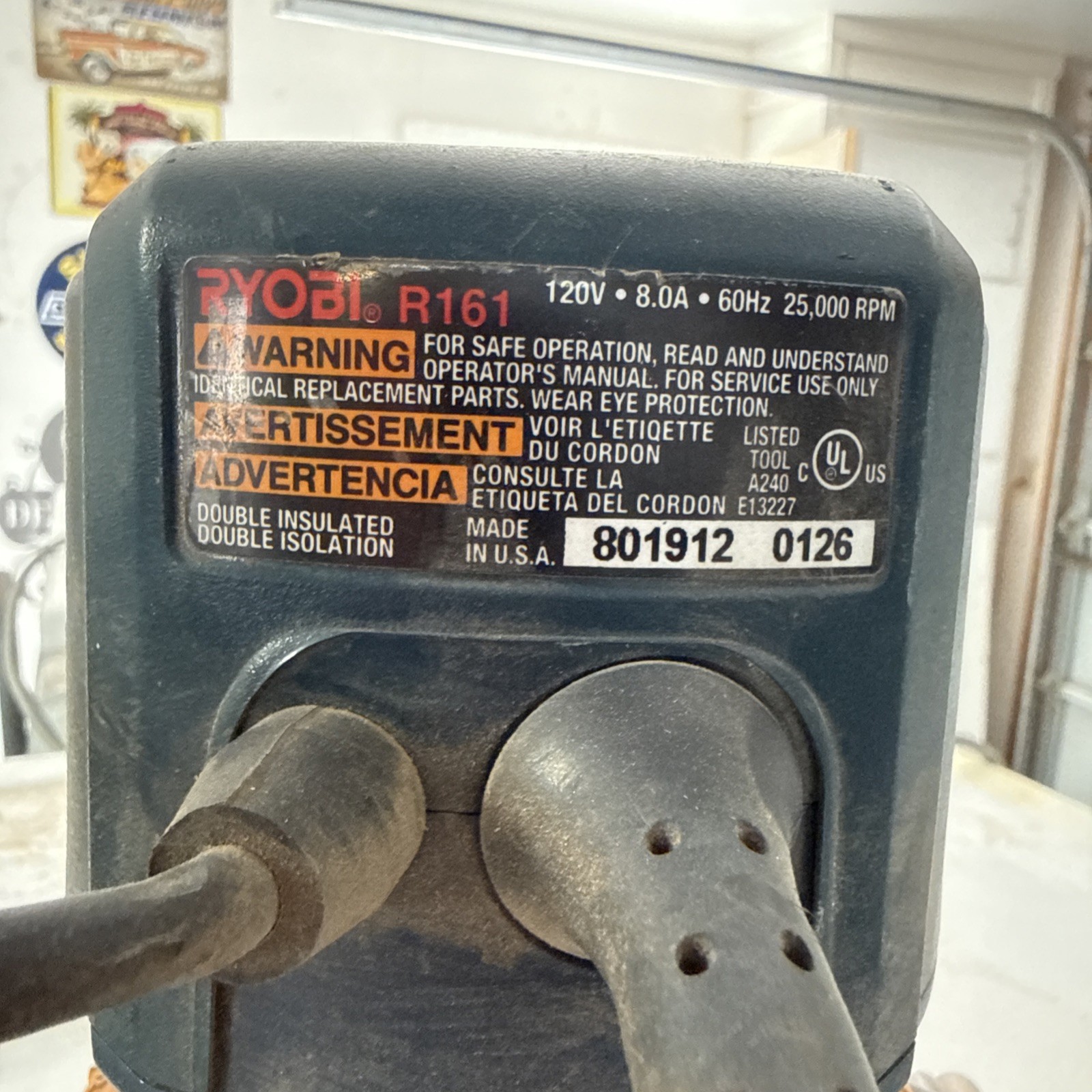 Ryobi Tools Router R161 – 1.5HP – 120v – 60Hz – 8.0A – 25,000 RPM – Nice