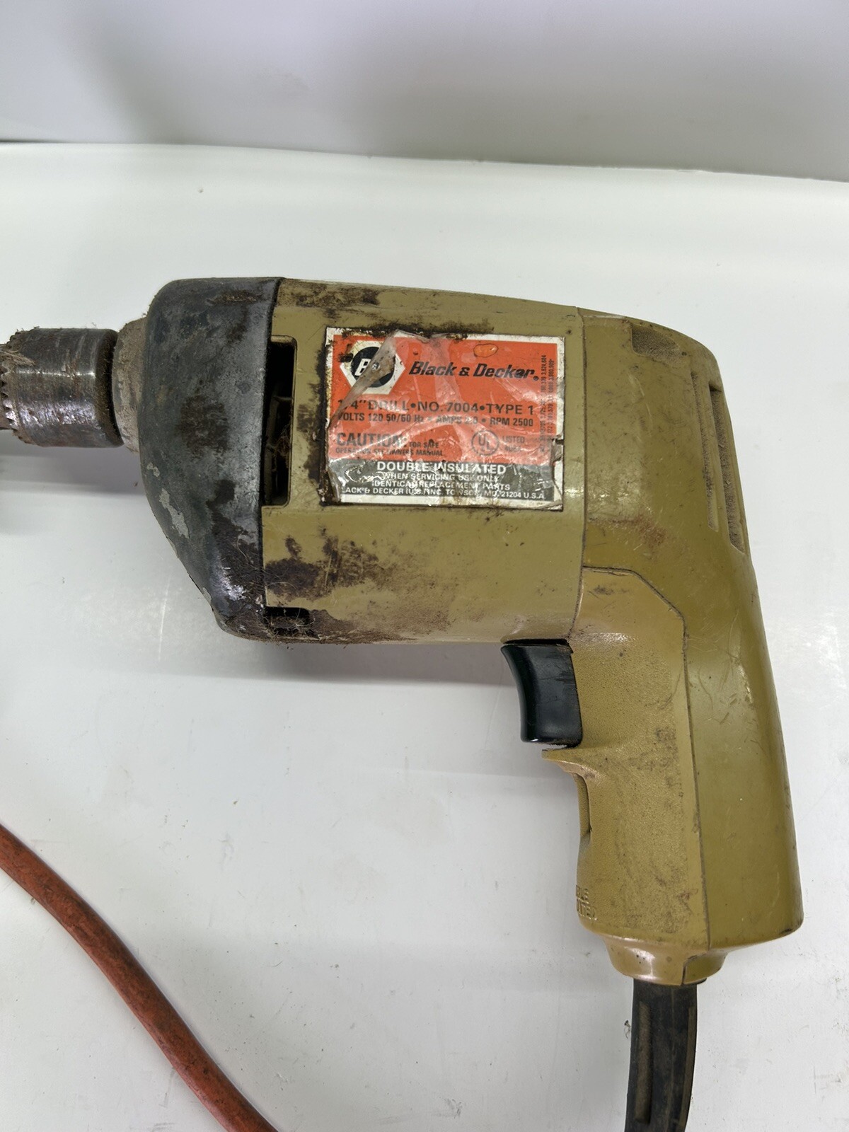 Vintage BLACK & DECKER 1/4” 7004 Type 1 120V 2500RPM Electric Wired Power Drill