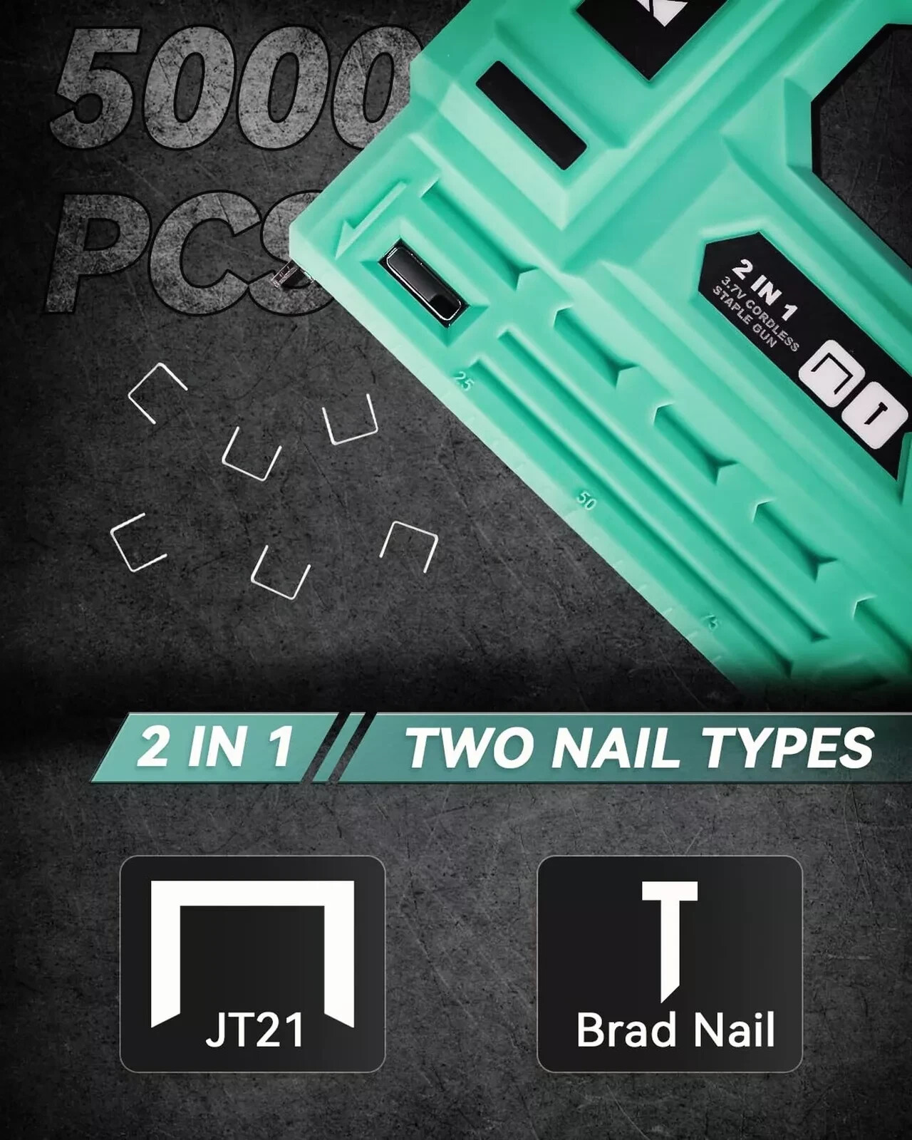 KingTool Electric Staple Gun, 3.7V Cordless 2-in-1 Stapler Nail Gun, 2.0Ah Ba…