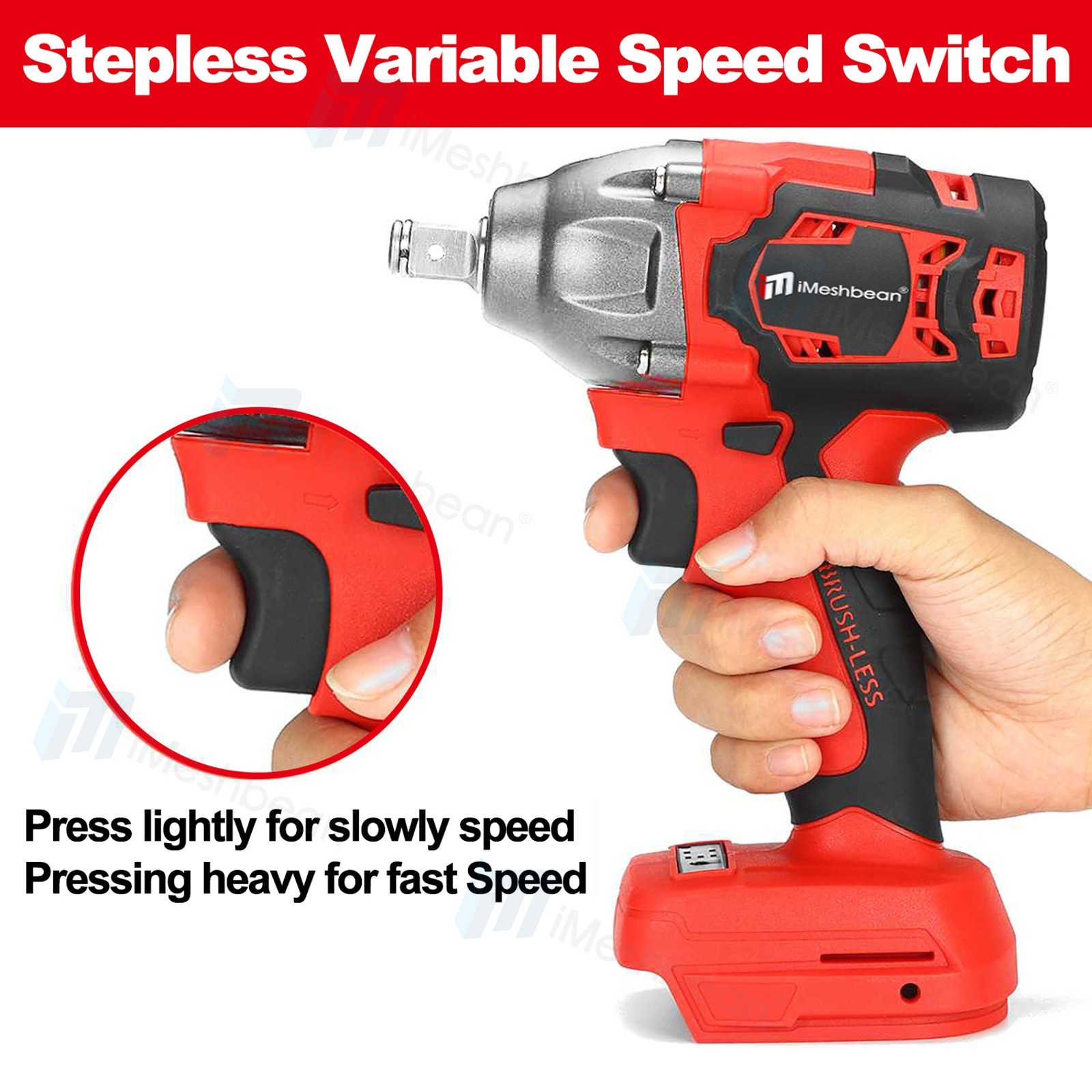 21V Cordless Impact Wrench 1/2&Prime; 800Nm High Torque Brushless Drill 2PC 4A Battery