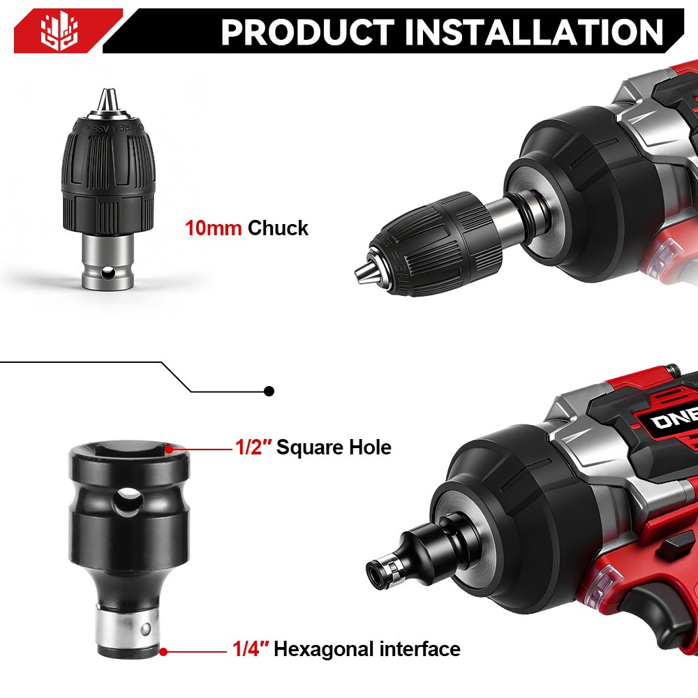 2800Nm 1/2&Prime; Brushless Compact Impact Wrench Electric Driver Gun w/ Accessories