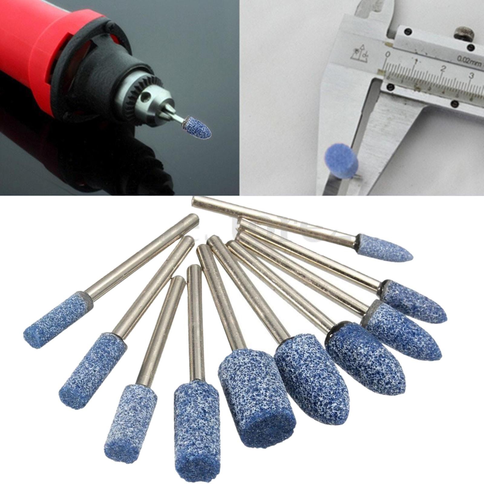 10Pack 1/8&Prime; Abrasive Mounted Grinding Stone Rotary Tool Set Wheel Head Dremel