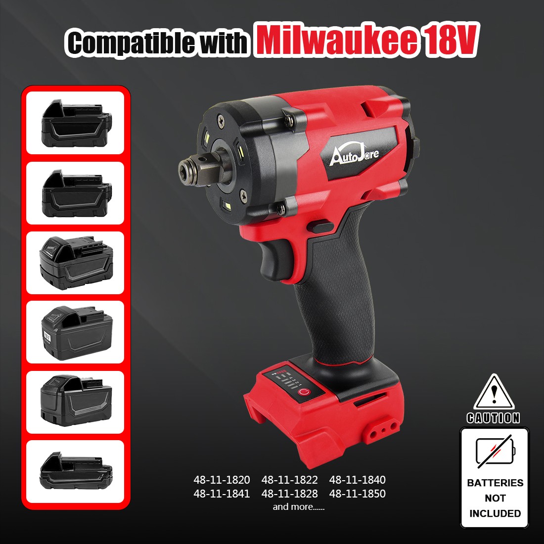 Cordless 1/2&Prime; Compact Impact Wrench Compatible Milwaukee M18 Battery Bare Tool