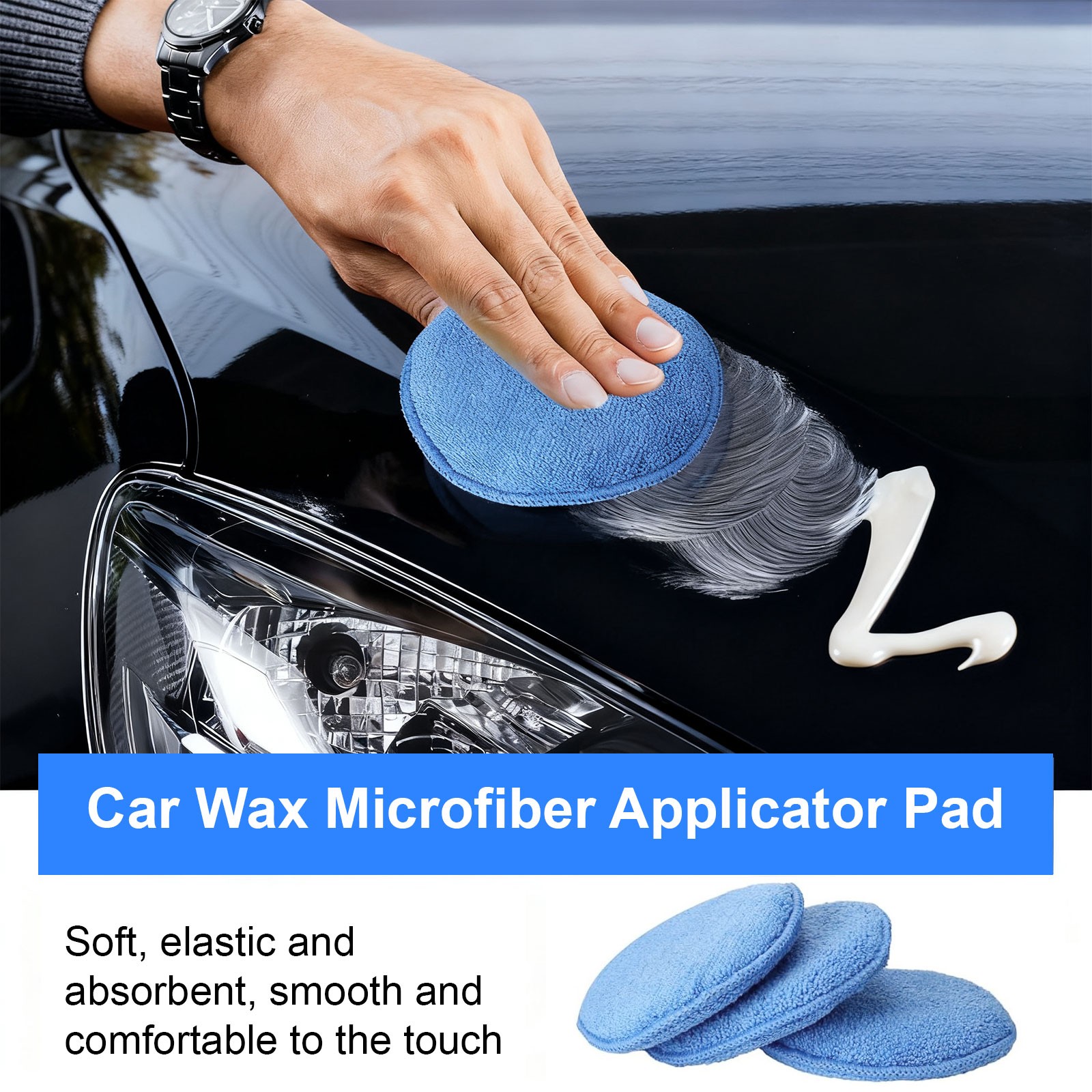 20× 5&Prime; Microfiber Wax Applicator Pads Car Detailing Foam Sponge Polish Pad Blue