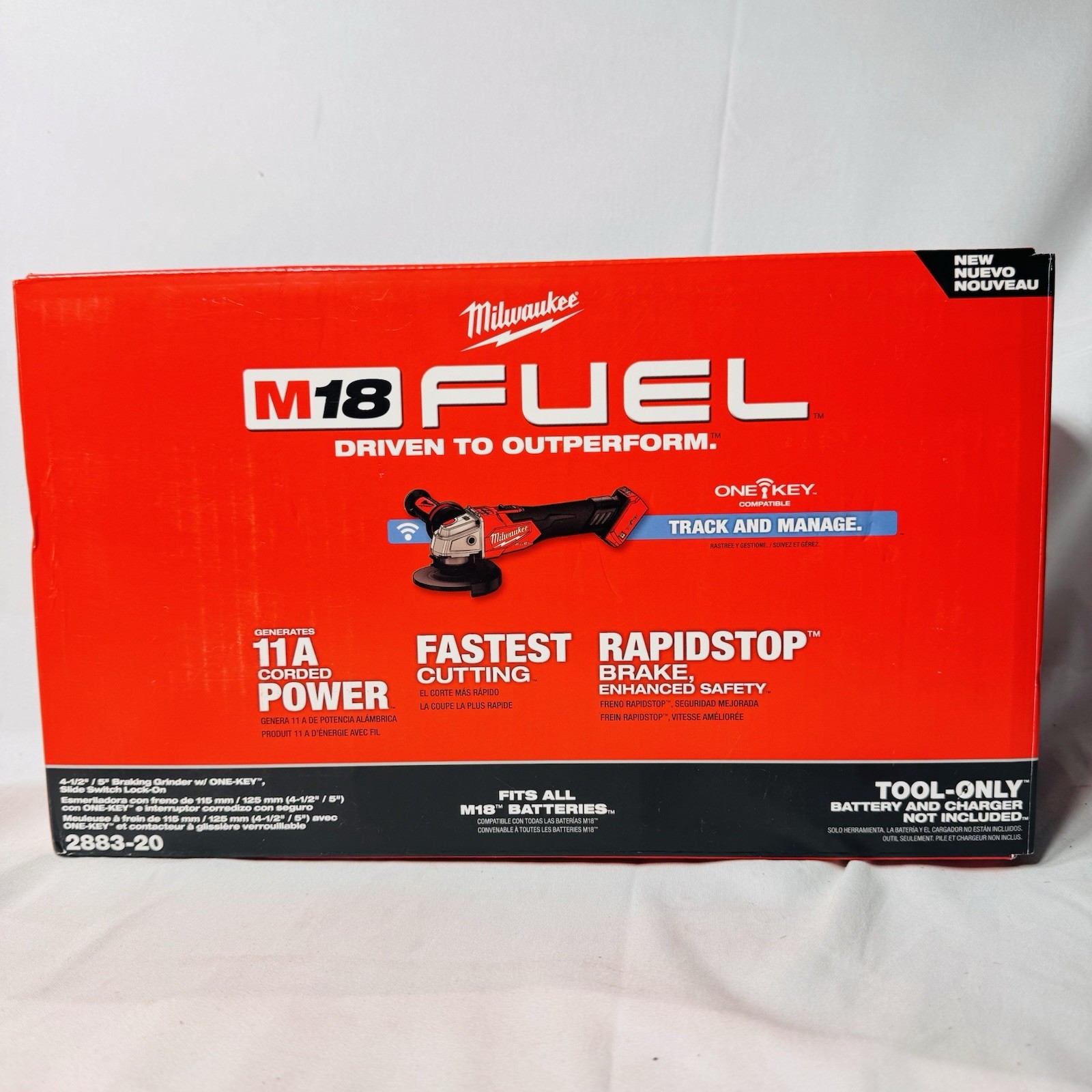 Milwaukee (2883-20) 4-1/2”/5” Braking Die Grinder W One Key Slide Switch Lock On