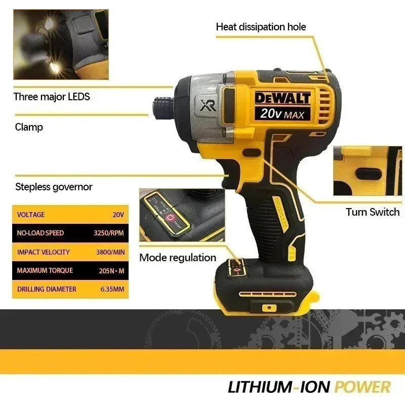 Share Dewalt DCF887 Brushless Electric Impact Driver Cordless Screwdriver Electr