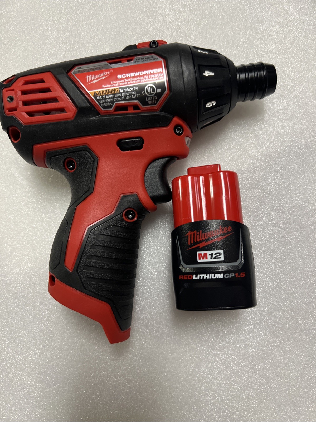 Milwaukee M12 2401-20 1/4 inch Cordless Hex Screwdriver