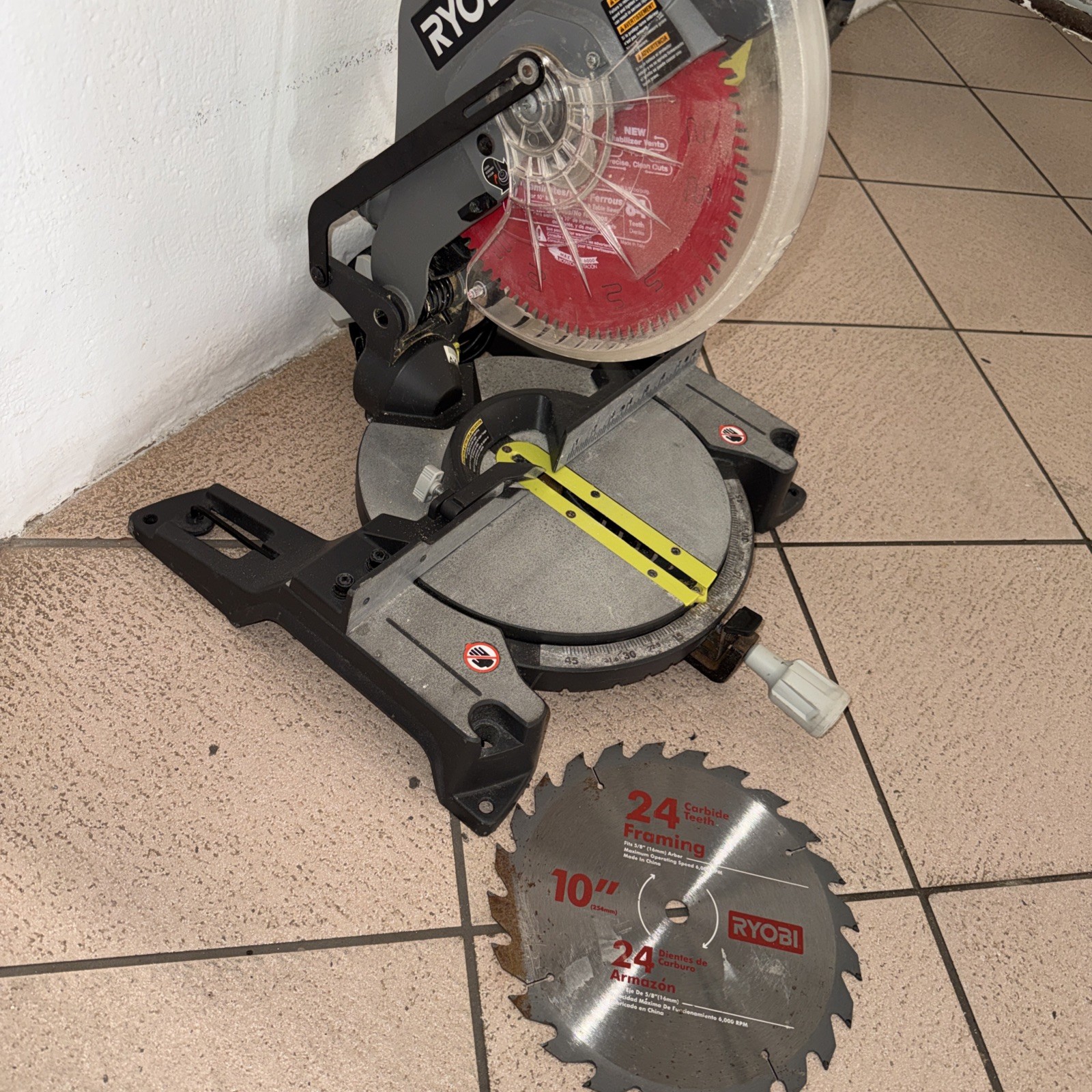 Ryobi TS1346T 14 Amp 10 inch Compound Miter Saw w/ 2 blades Blades