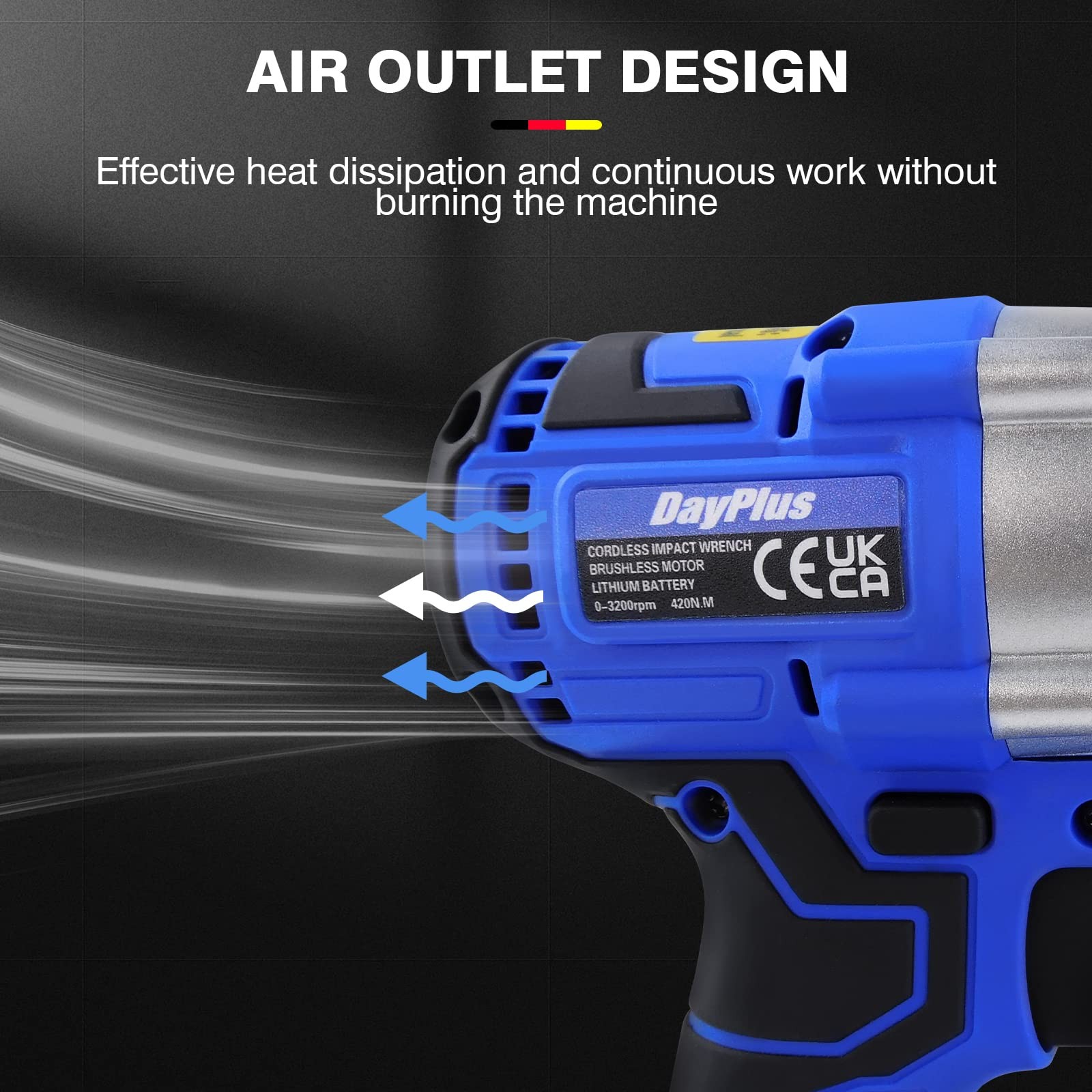 Brushless Impact Wrench 1 2 Inch 420Nm High Torque not includes Battery Charger
