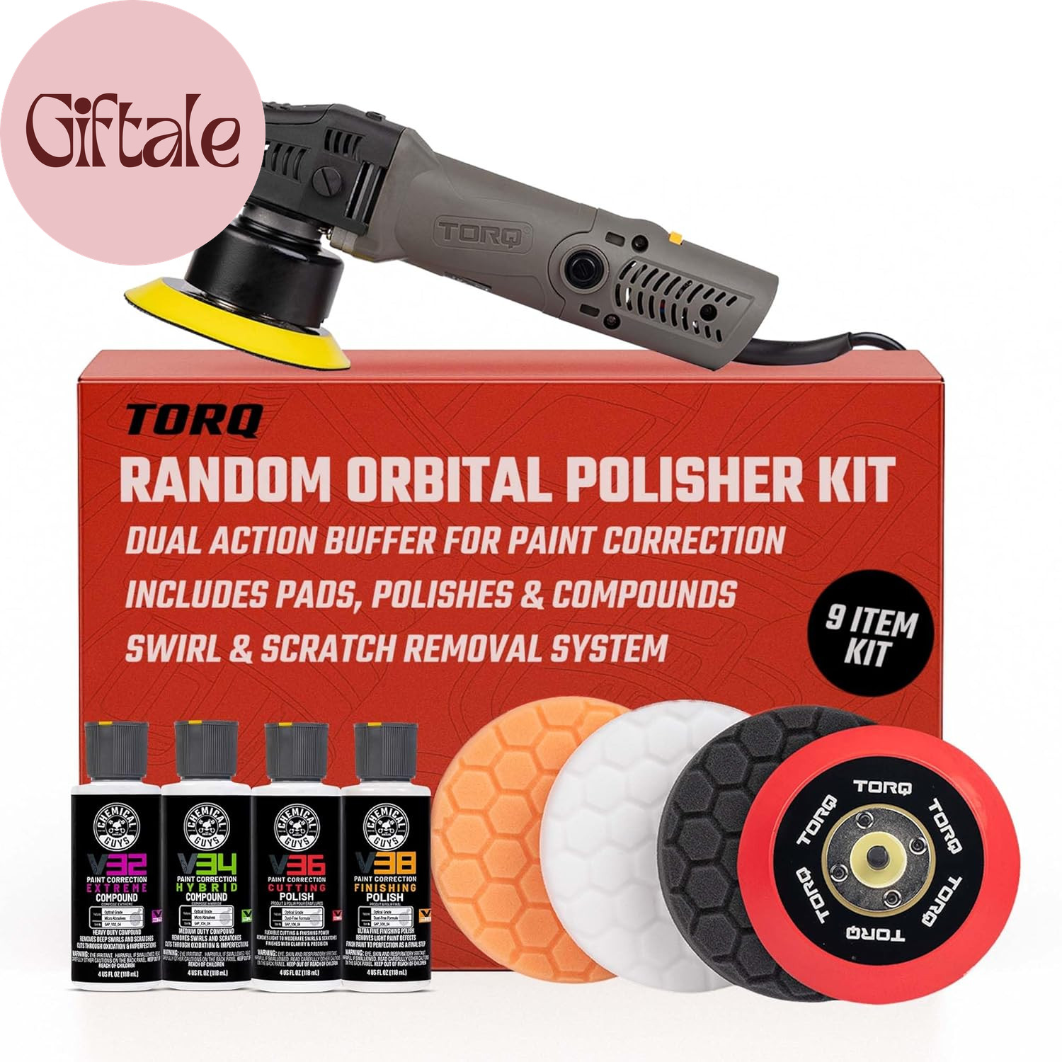 TORQX Random Orbital Polisher, Pads, Polishes, and Compounds Kit – Car Polishing