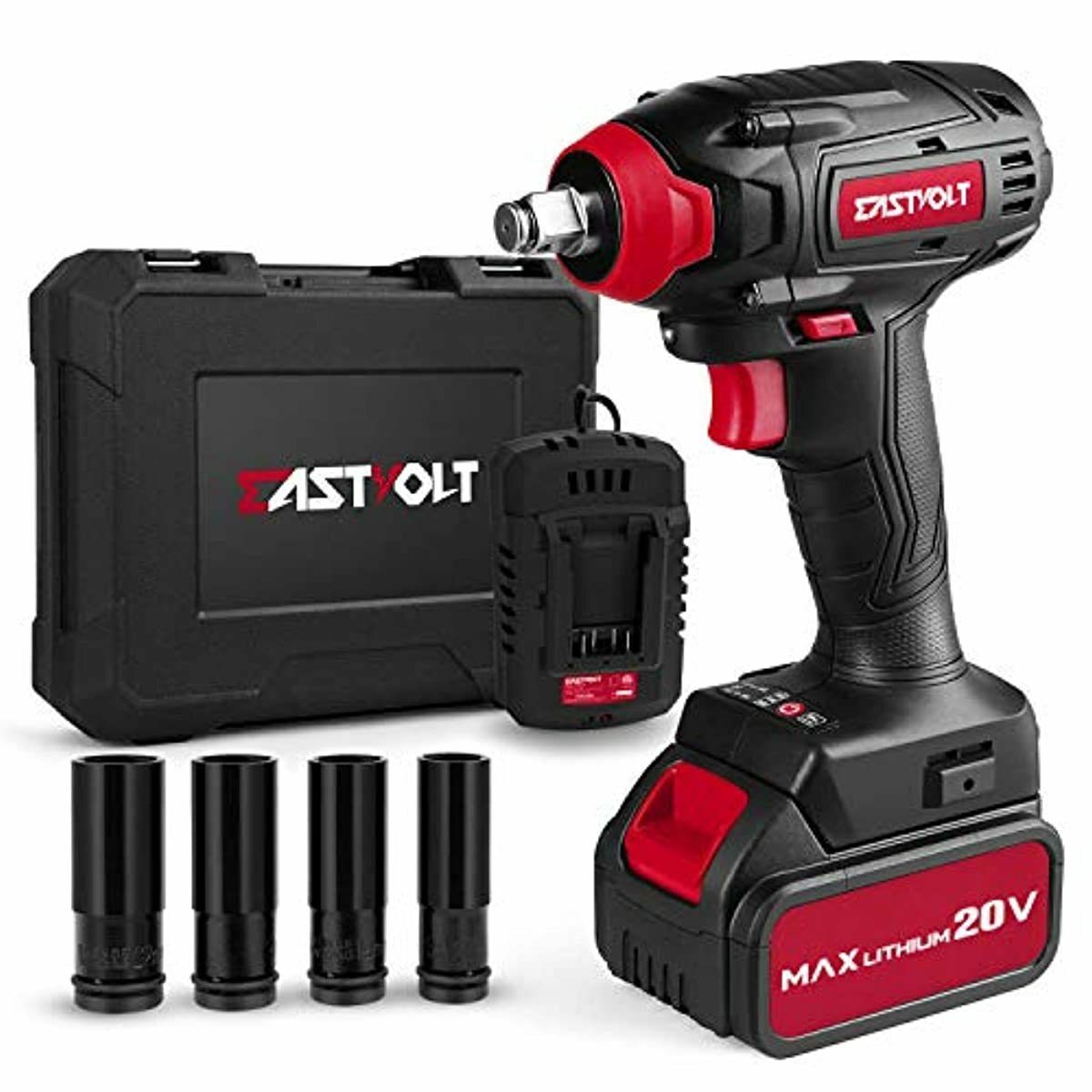 20V Max Cordless Impact Wrench, EASTVOLT Brushless Motor with 1/2 Inch Chuck, Ma