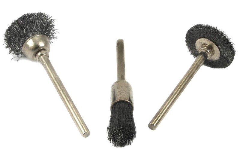 NEW Forney 60241 3 PIECE Wire Bristle Brush Set 1/8 Inch SHAFT NYLON BRISTLE