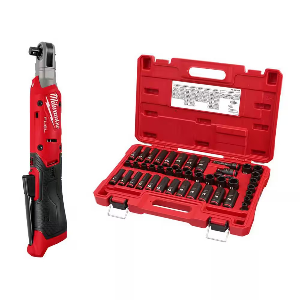 M12 12V Lithium-Ion 3/8 In. Cordless Ratchet with 3/8 In. Drive SAE and Metric 6