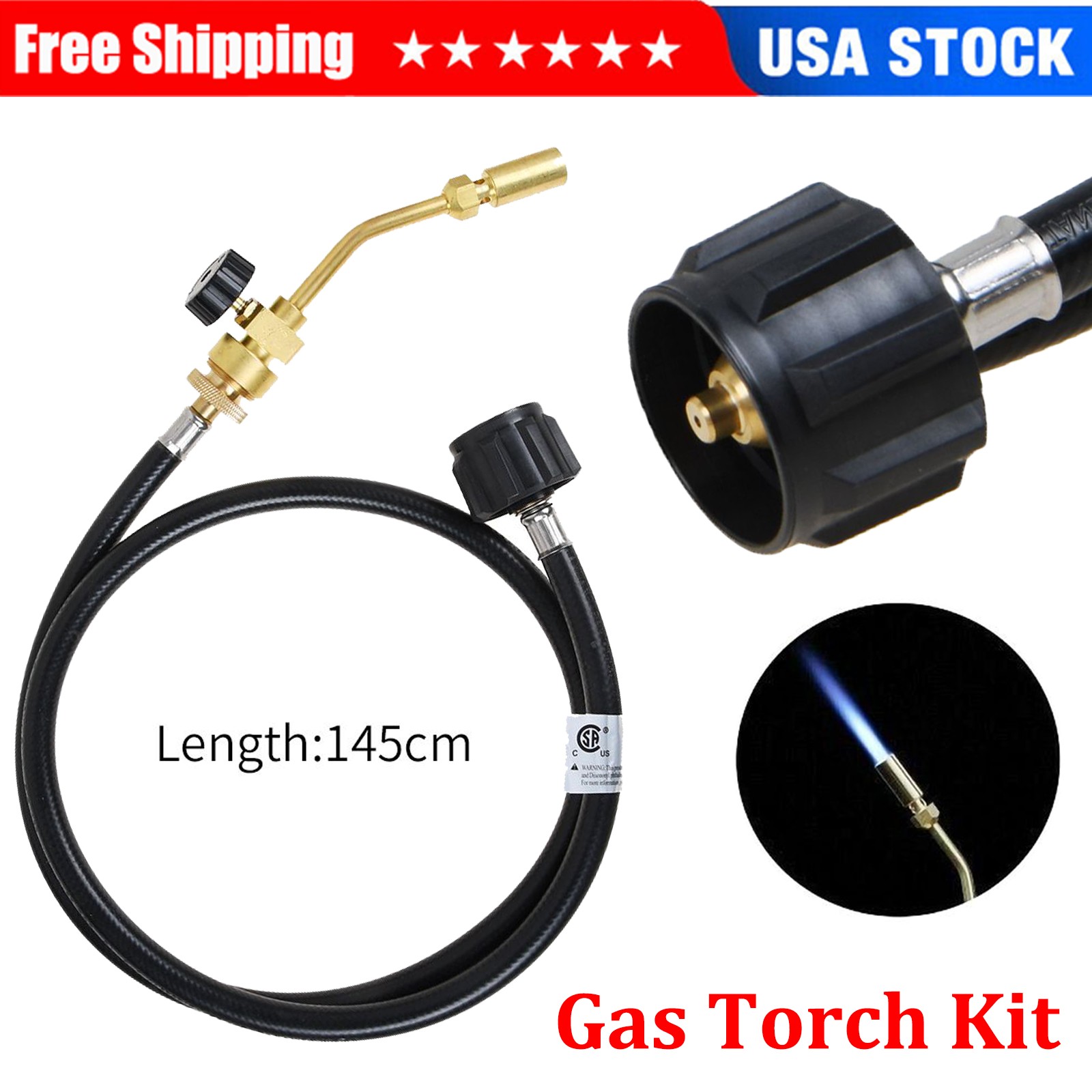 Mapp Propane Gas Tank Turbo Torch Hose Adapter Brazing Soldering Welding New
