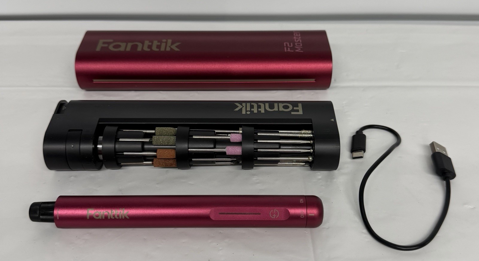 Fanttik F2 Master Cordless Rotary Tool Kit 25000RPM 5-Speed USB-C Red No Box