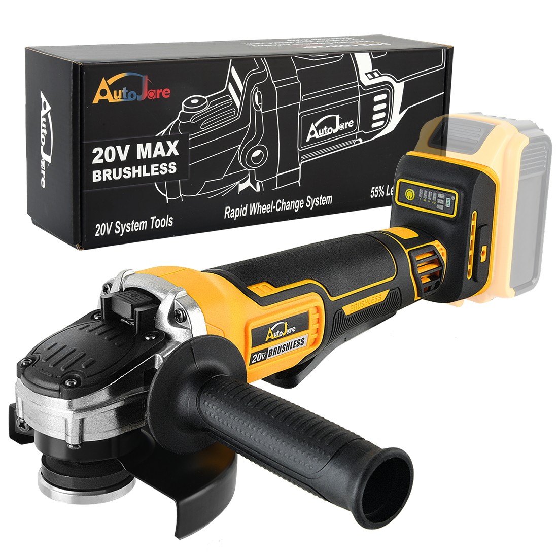 Cordless Angle Grinder for Dewalt 20V Battery 4-1/2&Prime; Brushless 9000RPM Tool Only