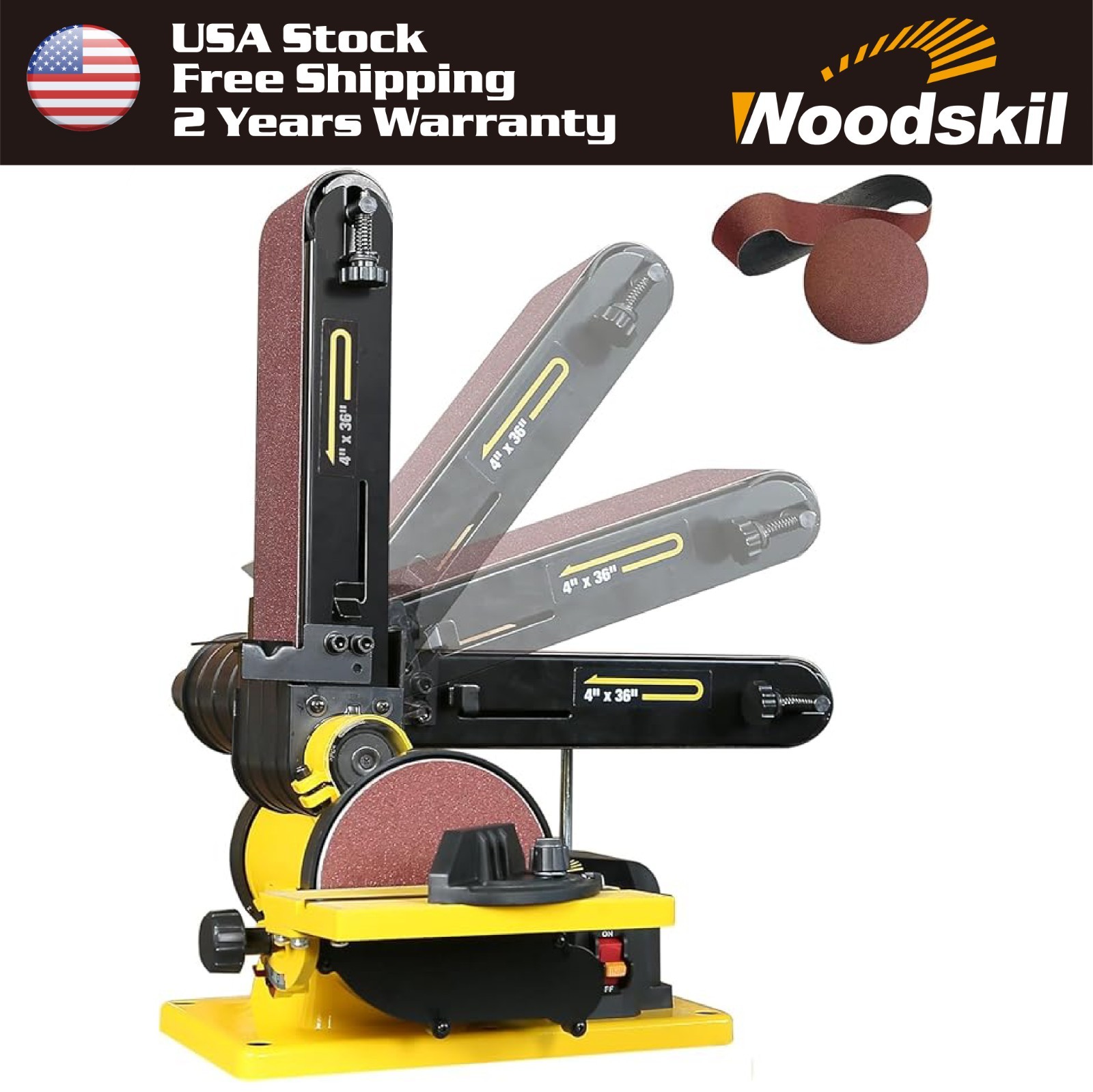 4.3A Belt Sander 4 x 36 in. Belt 6 in. Disc Sander with Double Dust Exhaust Port