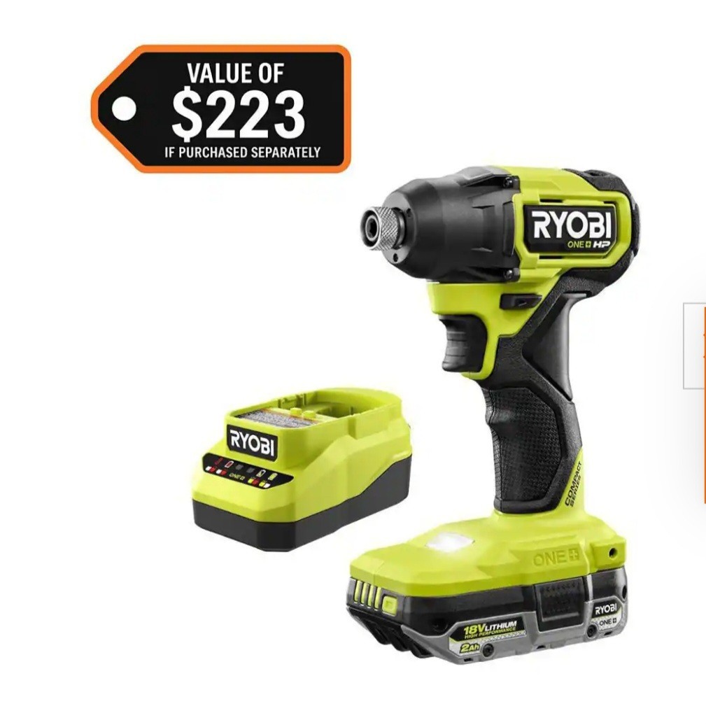 RYOBI ONE+ HP 18V Brushless Compact Impact Driver Kit with 18V 2.0 Ah Battery