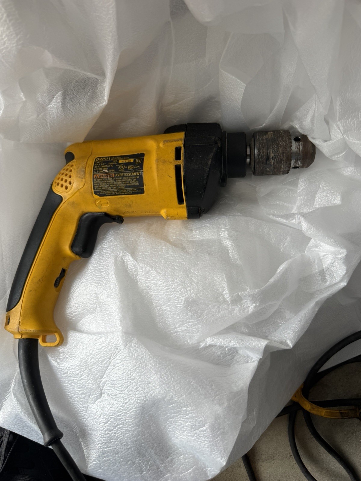 DEWALT DW511R 120V 7.8 Amp VSR 1/2 in. Corded Hammer Drill Used Free Ship US