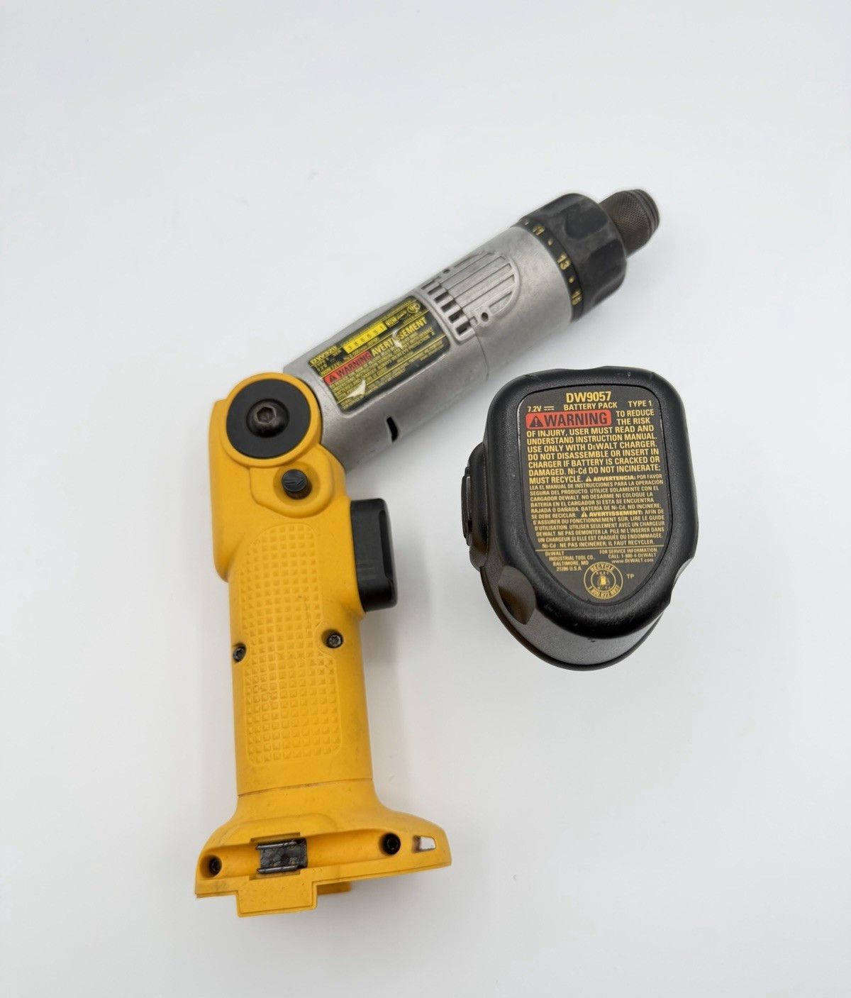 DeWalt 7.2V DW920 Cordless Adjust Angle Electric Screwdriver W/Battery Clean