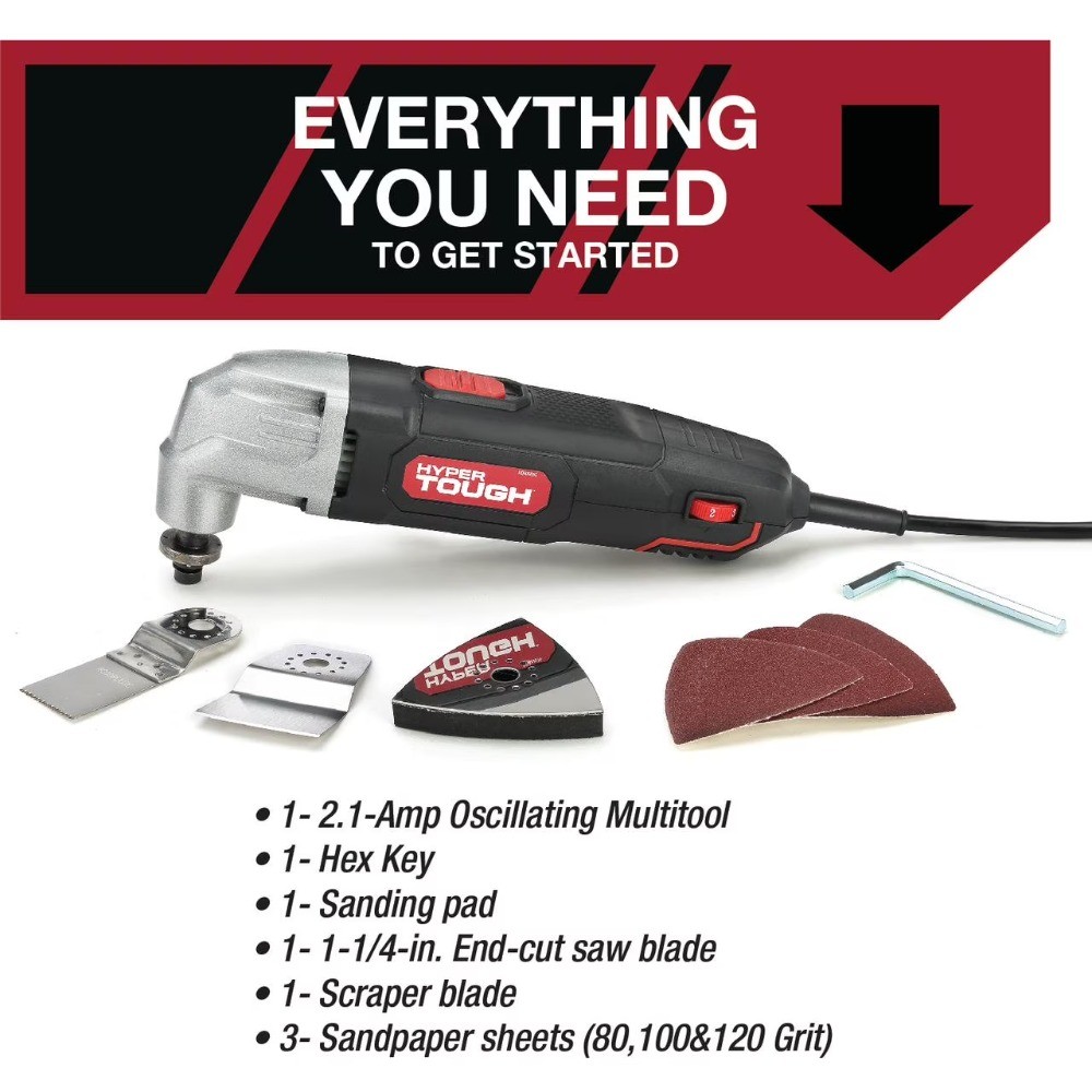 2.1 Amp Corded Oscillating Multi-function Tool, Variable Speed,Hex Key,1/4&Prime;Blade