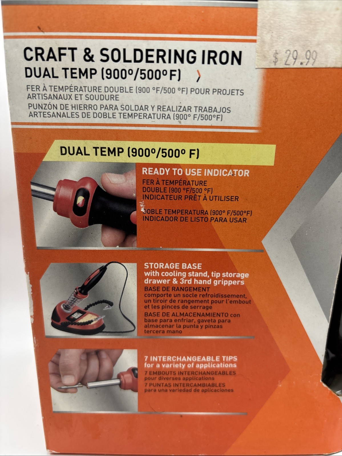 Black & Decker Craft & Soldering Iron Dual Temp 900/500 w/7 Tips/Base C15005 NOS