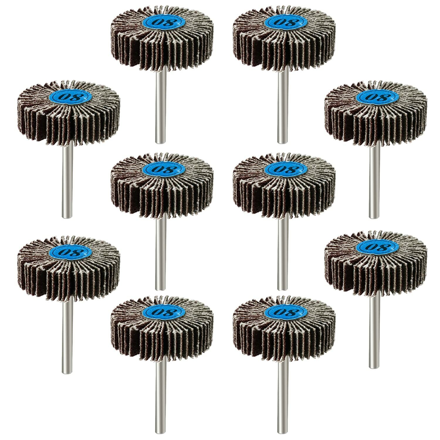10x Flap Wheel for Dremel Rotary Tool 80 Grit Paint Rust Sanding Polishing Disc