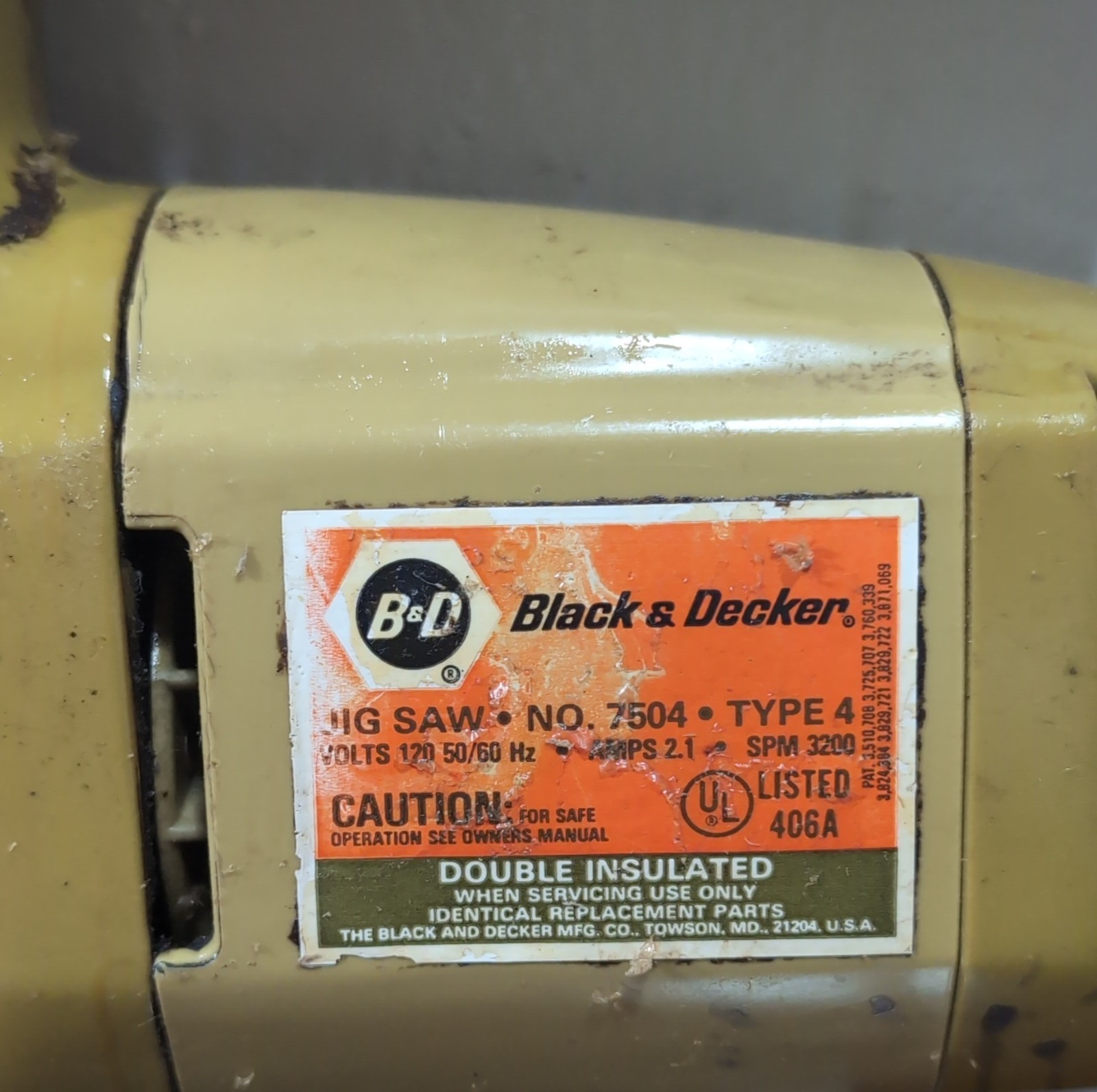 Black & Decker 7504 Type 4 Jigsaw Corded Electric 120V Beige Used