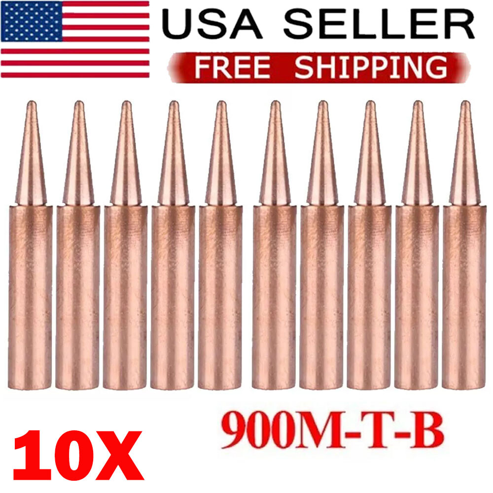 10PCS 900M-T-B Pure Copper Soldering Iron Tips Set Lead-Welding Solder Tip Tools