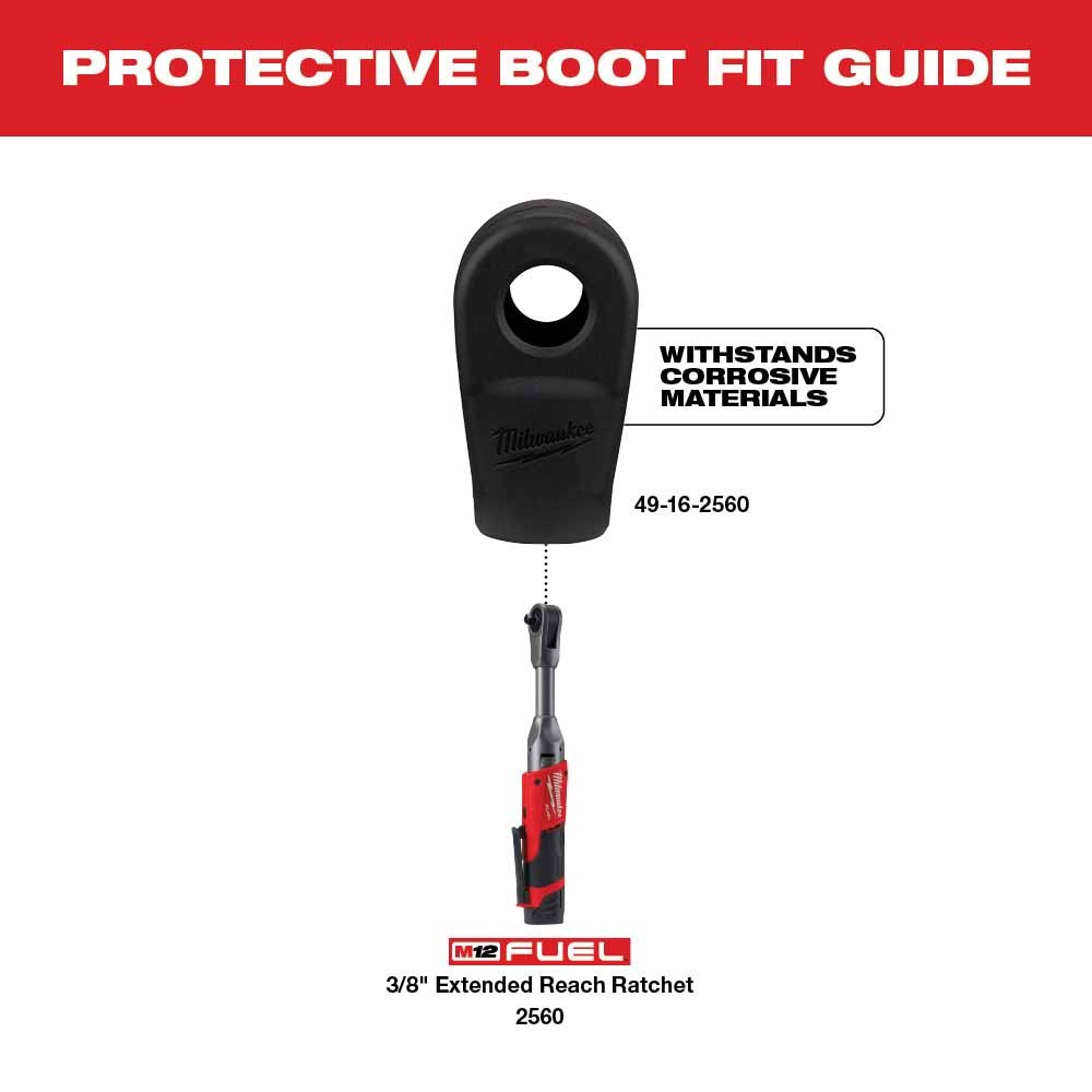 Milwaukee 49-16-2560 M12 FUEL 3/8&Prime; Extended Reach Ratchet Rubber Boot