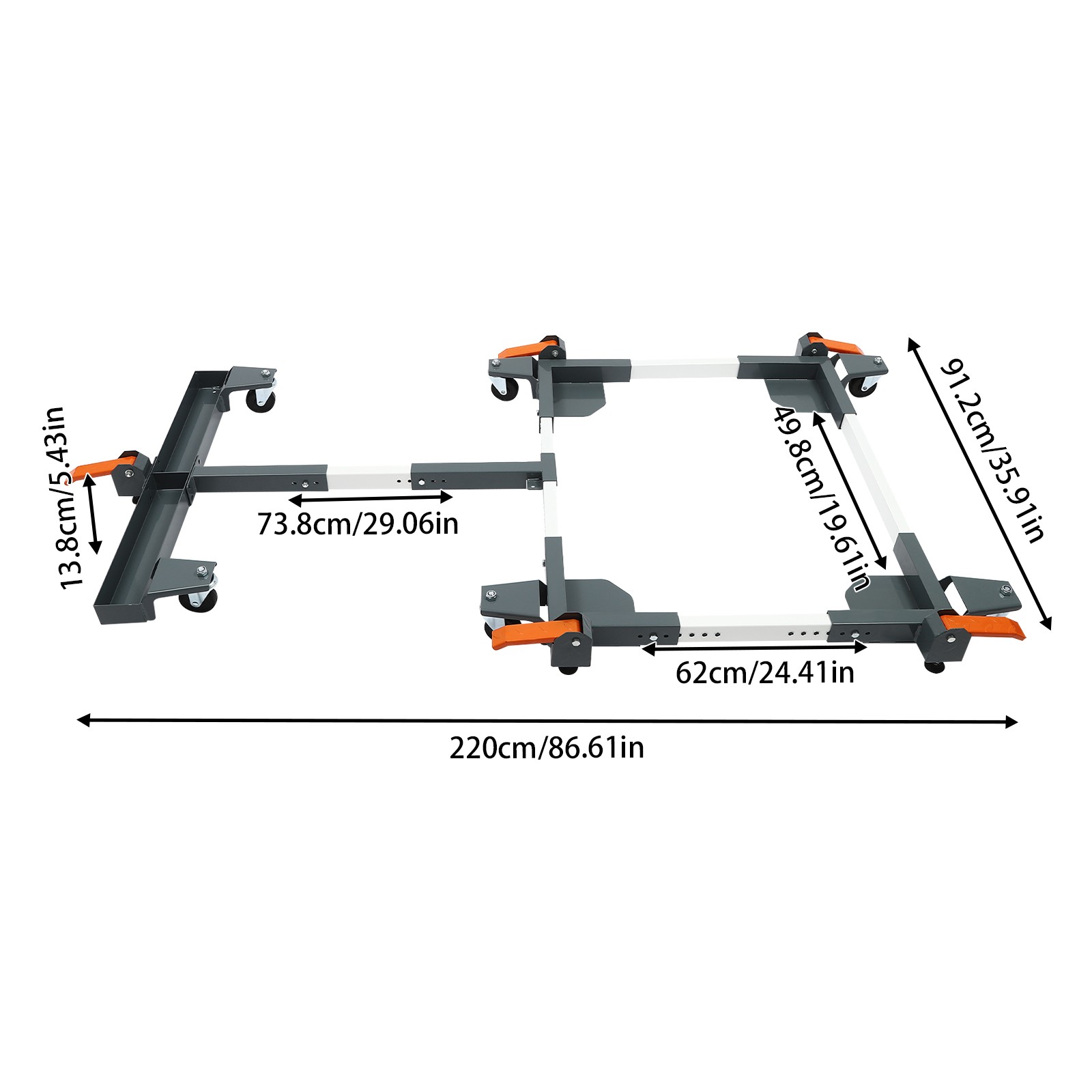 600lbs Adjustable Mobile Base&T Extension Combo Heavy Duty Mobile Base w/ Wheels