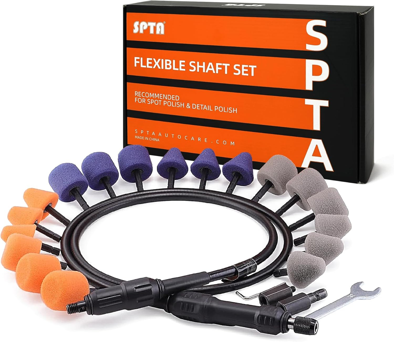 Mini Polishing Ball, Flexible Shaft Set with 18Pcs Conical and Cylindrical Drum