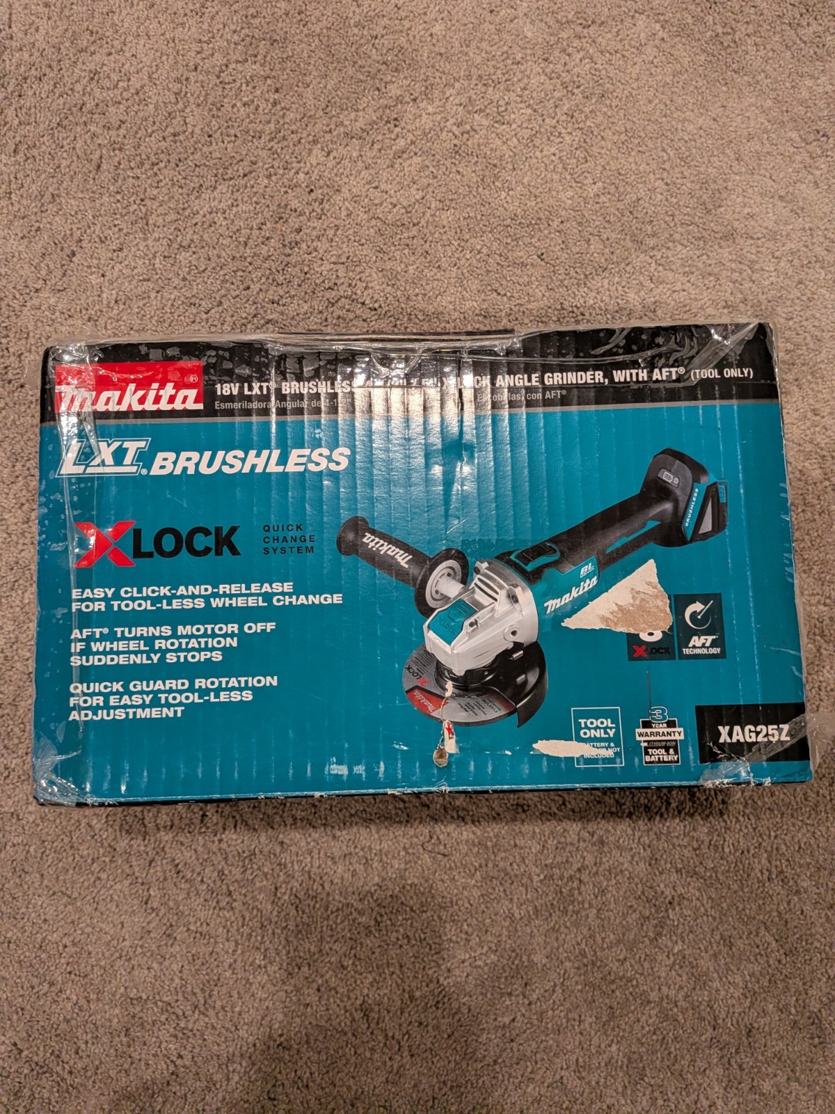 Makita XAG25Z Angle Grinder 18V LXT Lithium‑Ion Brushless Cordless X‑LOCK 4.5-5