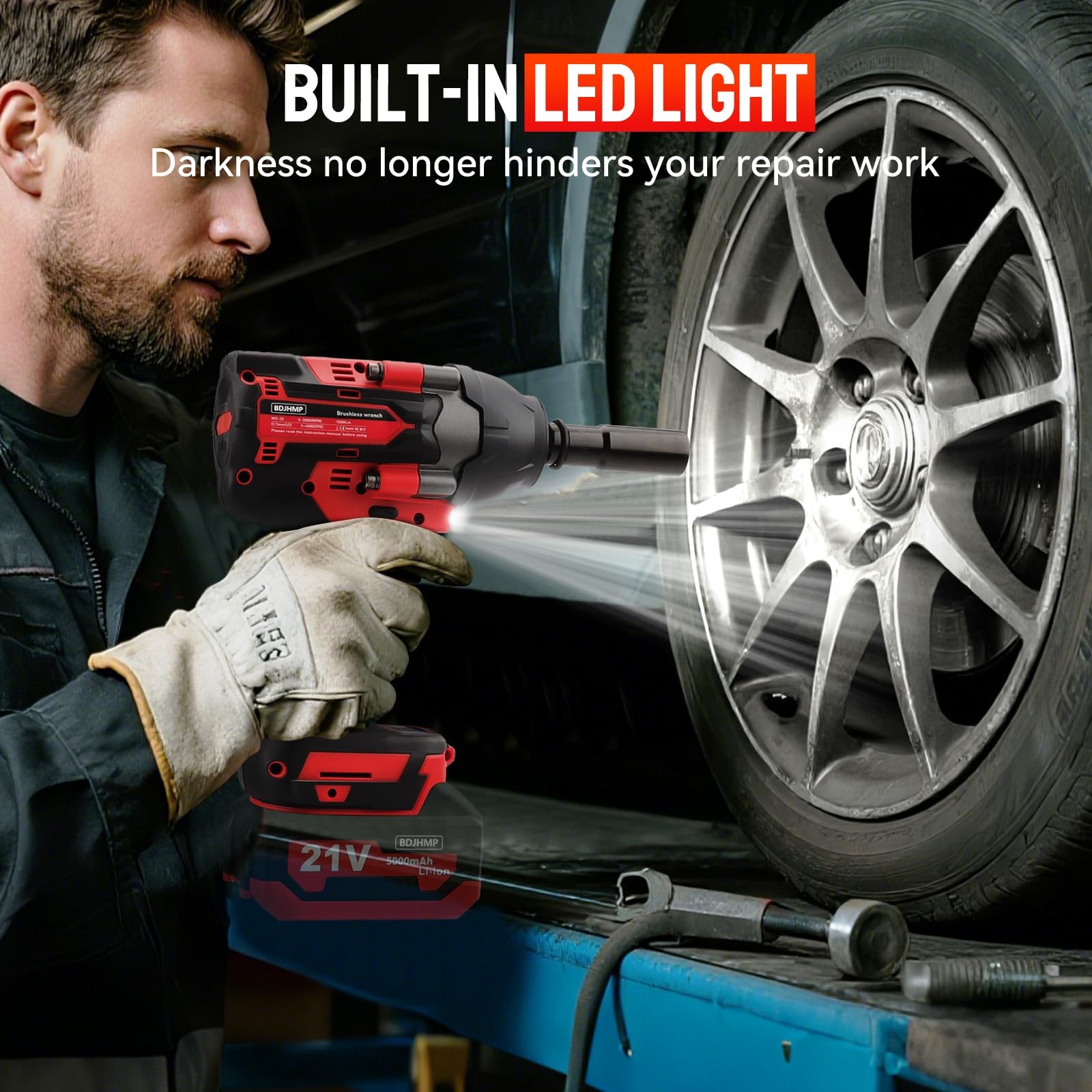 Brushless 1/2 Inch Cordless Impact Wrench, 1500 N.m High Torque Impact Gun 30…