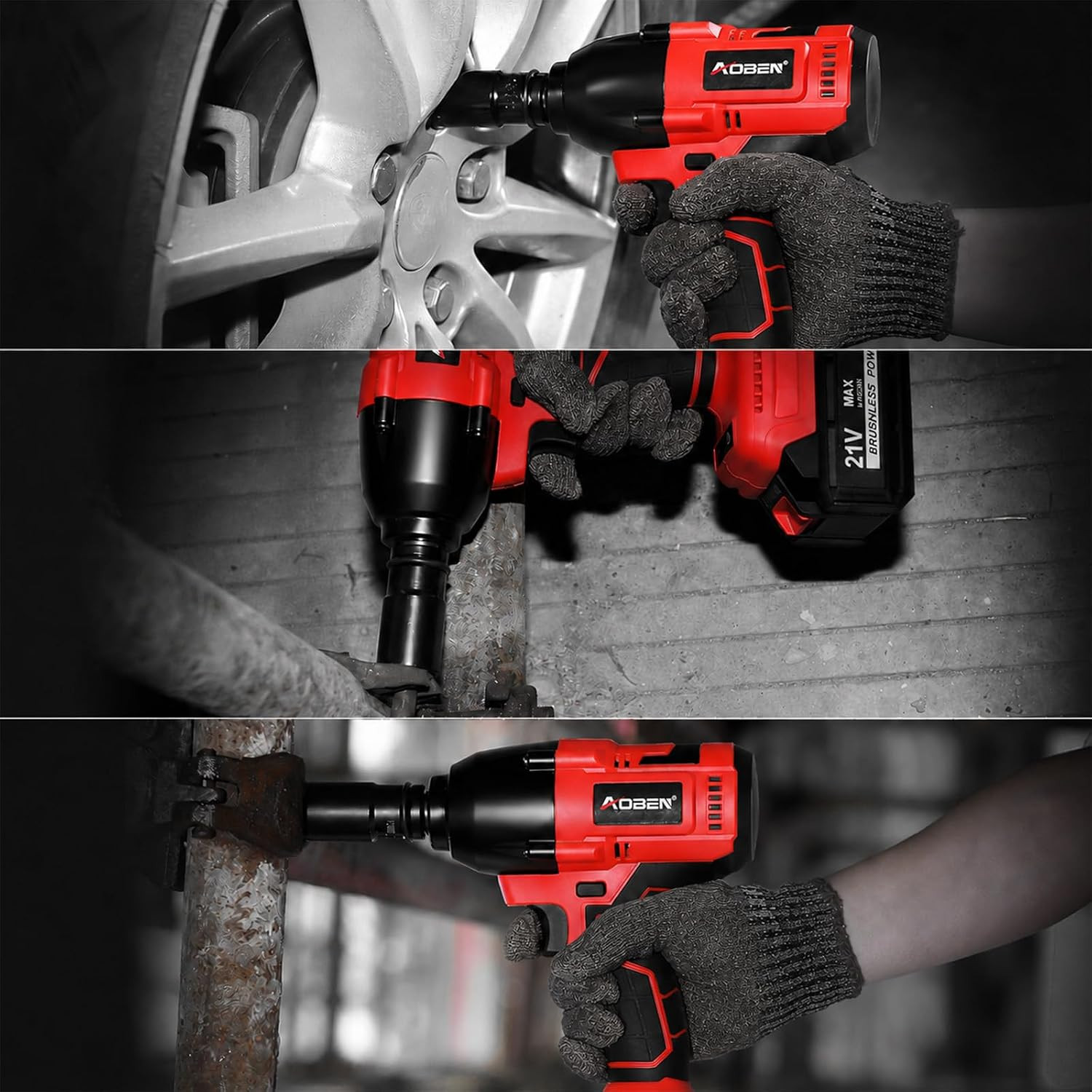 Cordless Impact Wrench 1/2 Inch, Power Impact Gun Kit, Max 600N. M/450Ft-Lbs Hig