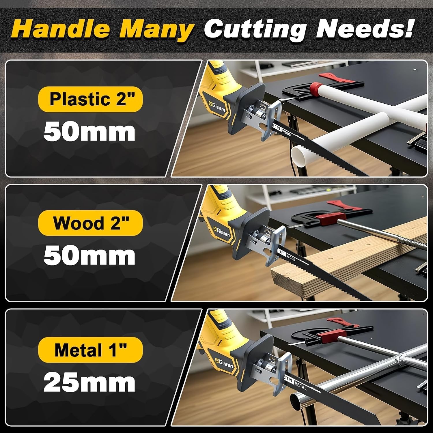 Cordless Reciprocating Saw-8 Saw Blades,2×4.0Ah Batteries,3500SPM Brushless