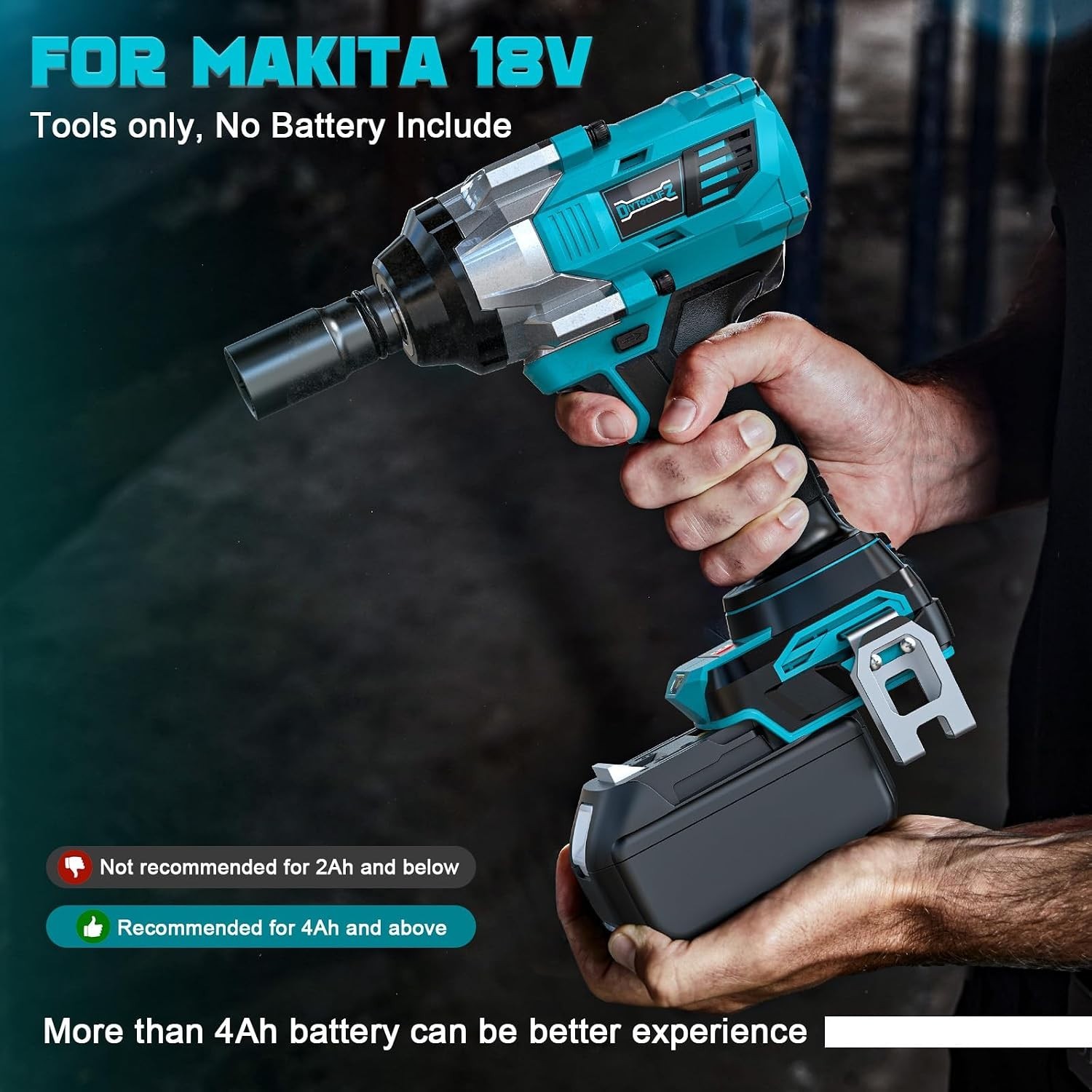 Cordless Impact Wrench 1/2 inch for Makita 18v Battery, 900FT-LBS (1200N.m) Brus