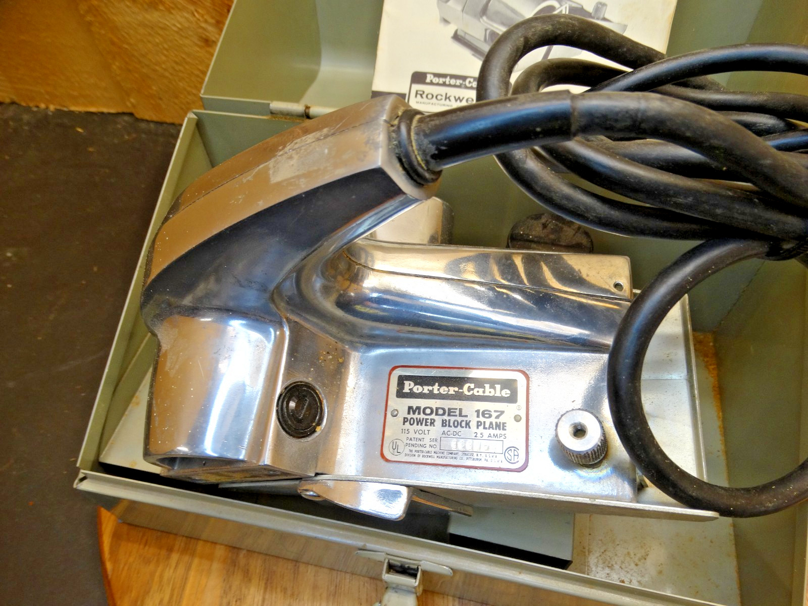 Rockwell Porter Cable Power Block Plane Model 167 with Case & Original Paperwork