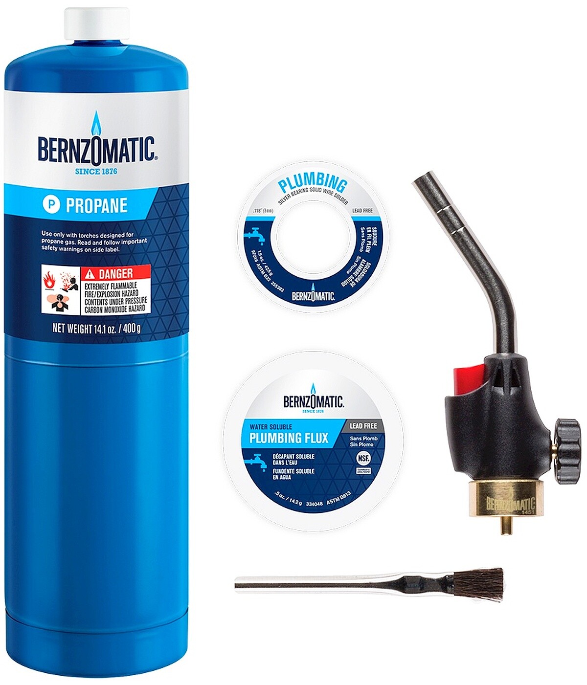 BernzoMatic Basic Torch Plumbing Kit blowtorch + propane + solder + flux WPK2301