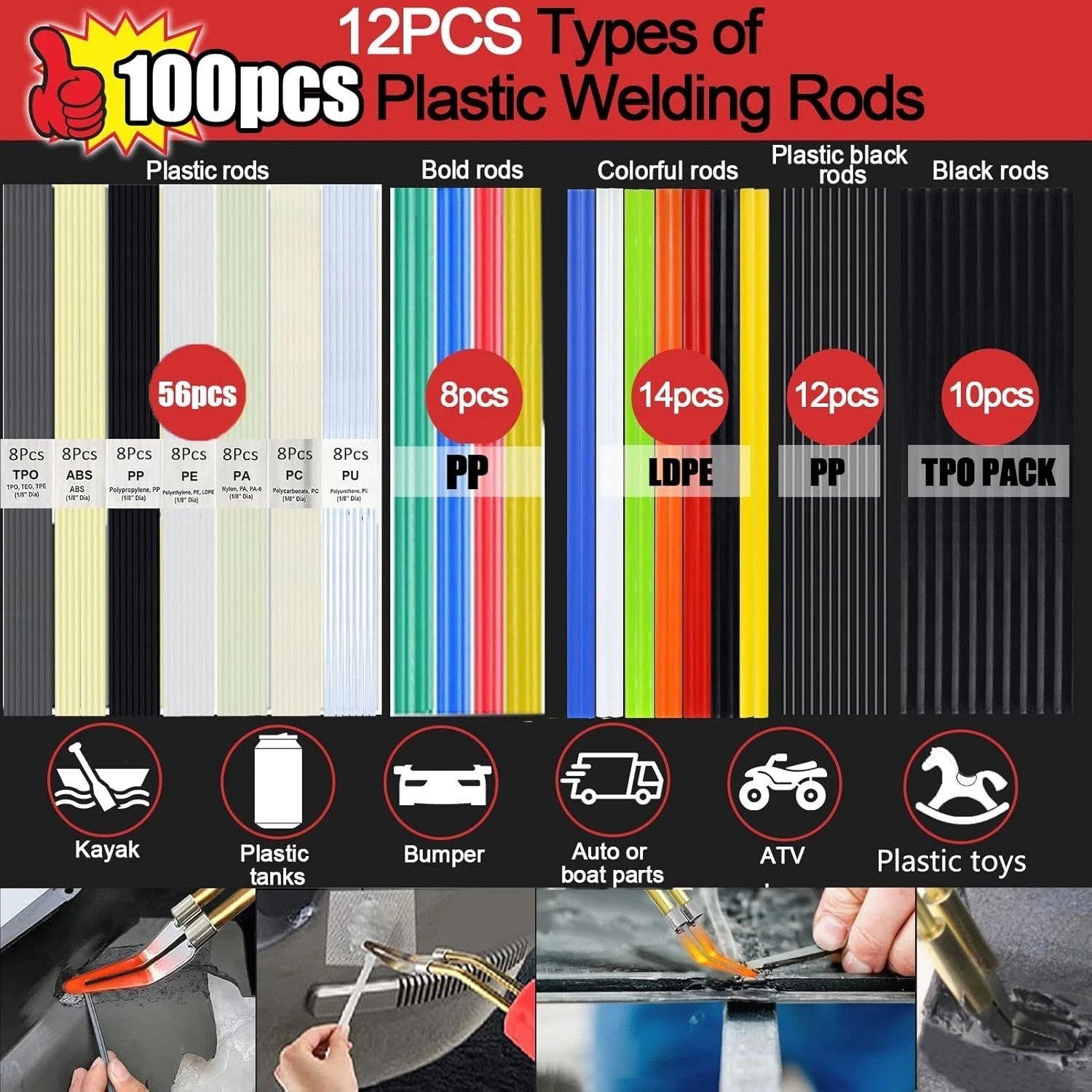 LED-Powered 220W Plastic Welder with 100PCS Rods – Safe & Versatile Repair Tool