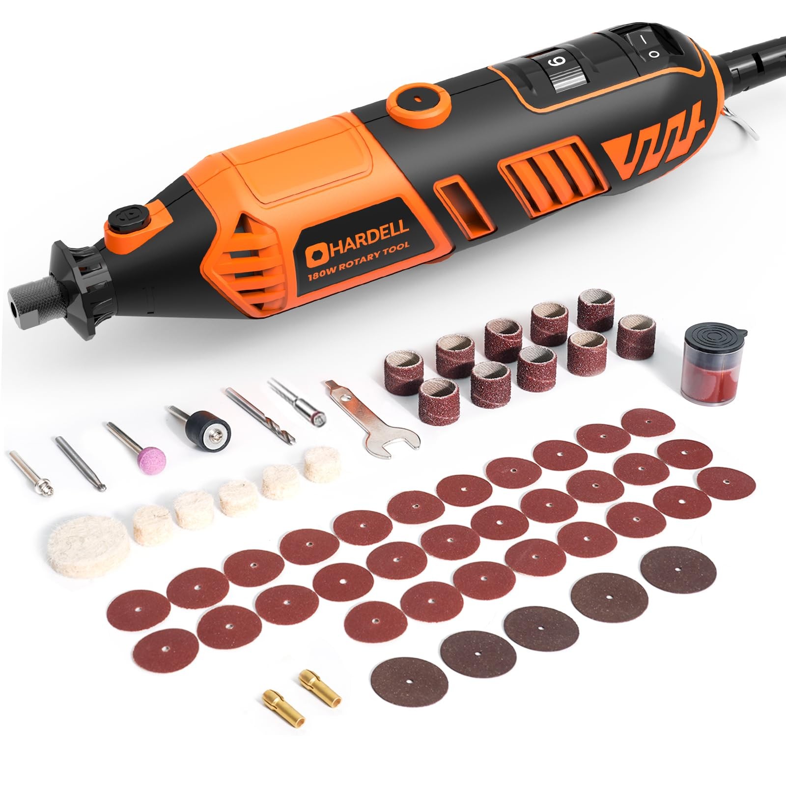 HARDELL 180W Corded Rotary Tool Kit 61 Accessories 35000 RPM DIY Cutting Sanding