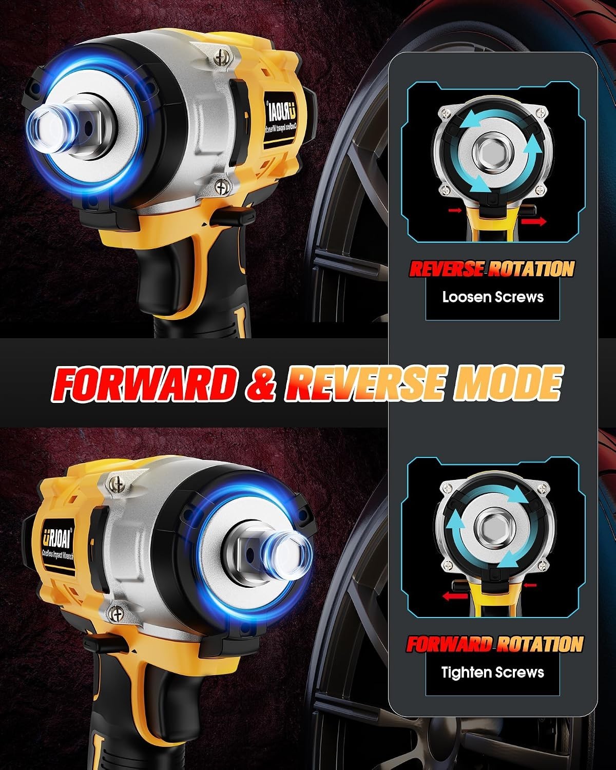 Cordless Impact Wrench – 590Ft-lb Brushless 800N.m, 2x 4.0Ah Battery & Charger