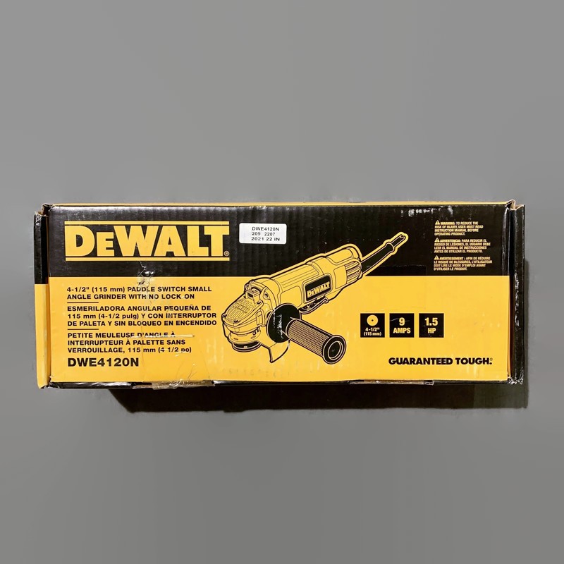 DEWALT DWE4120N 4 1/2-Inch Paddle Switch Angle Grinder with No Lock-On, Small