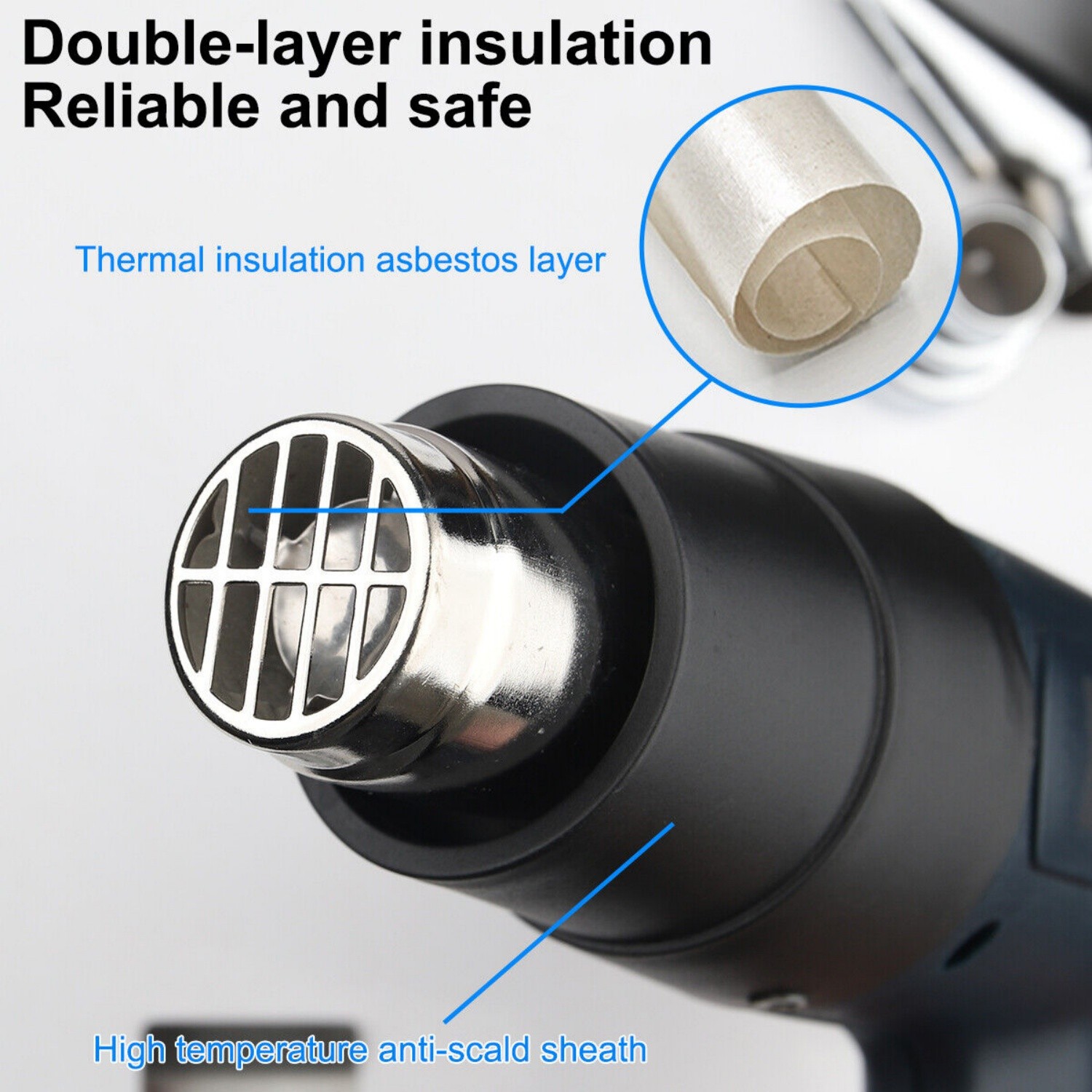 2500W Heat Gun Electric Hot Air Gun Dual Temperature LCD Display 4 Nozzles US