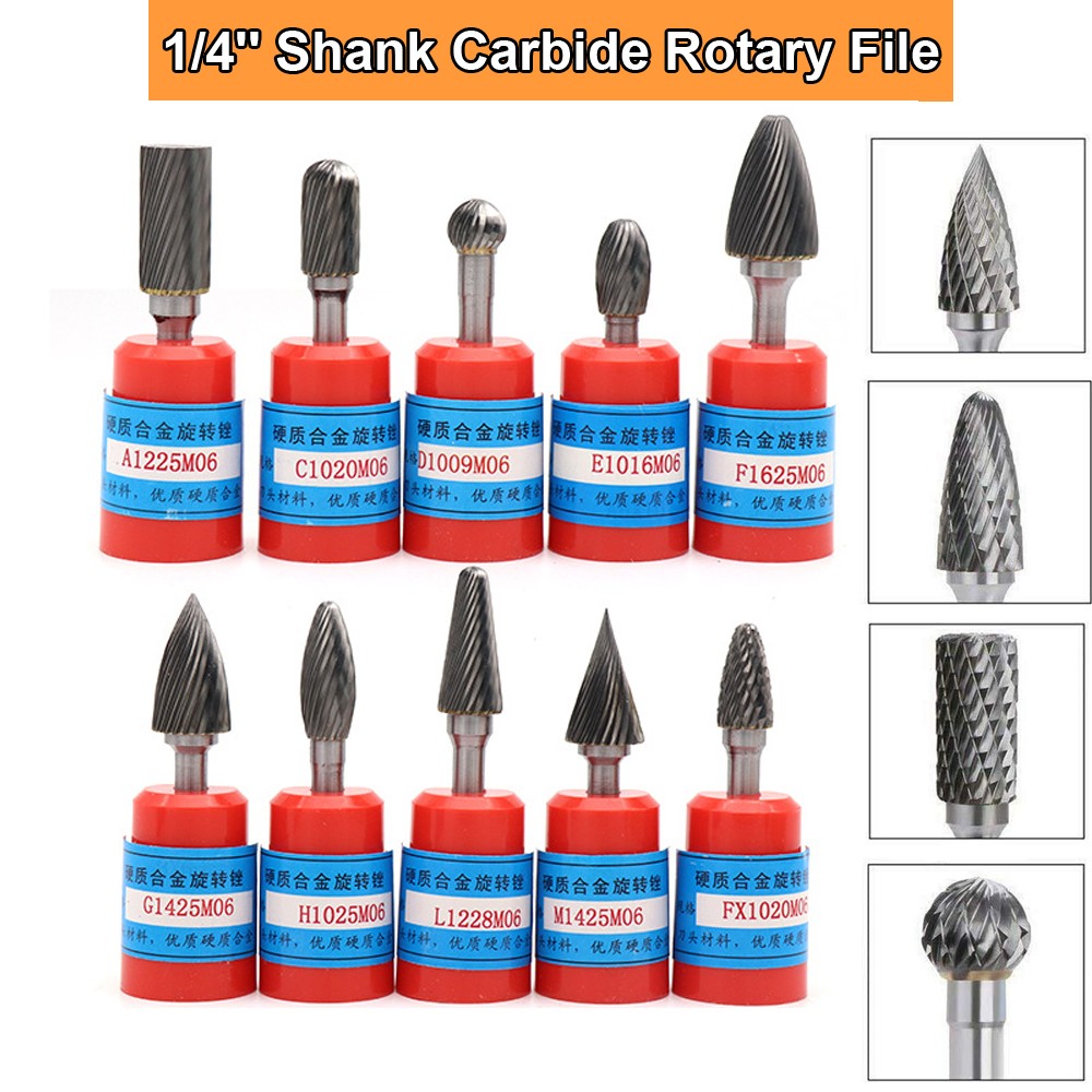 1/4 » Shank Carbide Rotary File Milling Metal Carving Grinding Cutter Burr Head