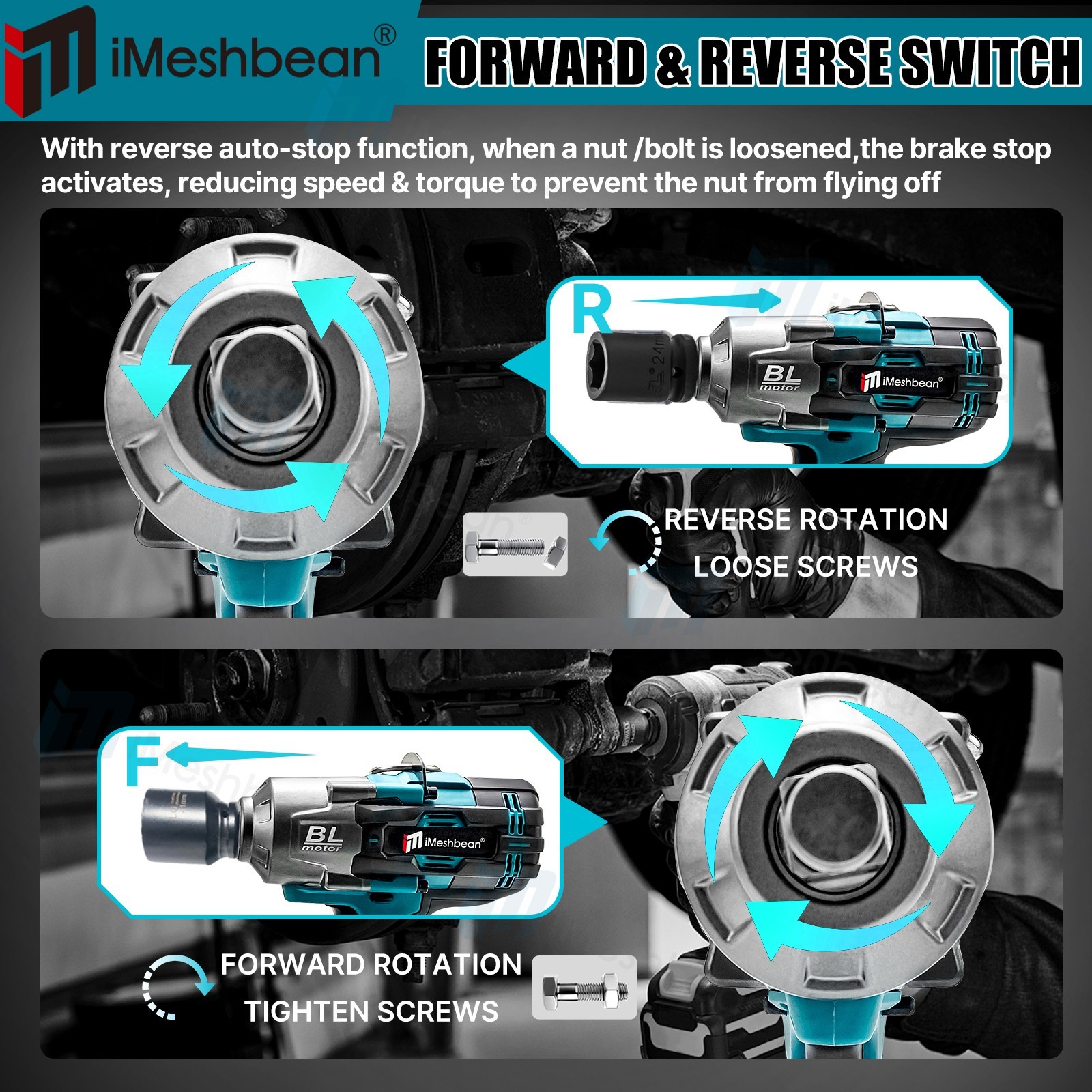 2100 N.m High Torque Impact Wrench 3/4&Prime; Drive W/ 2PCS 21V 8.0A Battery Cordless