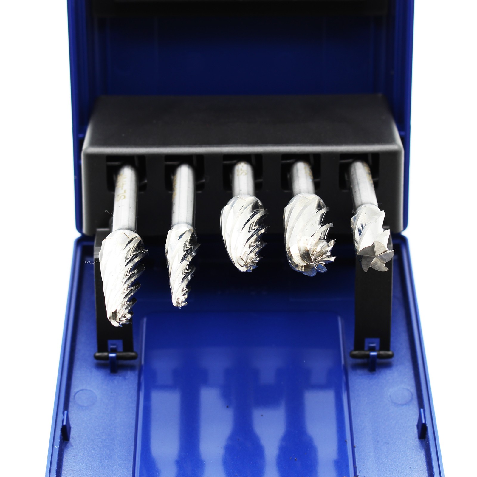 TEMO 5 pc NF Aluminum Cut CARBIDE BURR FILE Set 1/2&Prime; 3/8&Prime; HEAD 1/4&Prime; D 2&Prime; L Shank