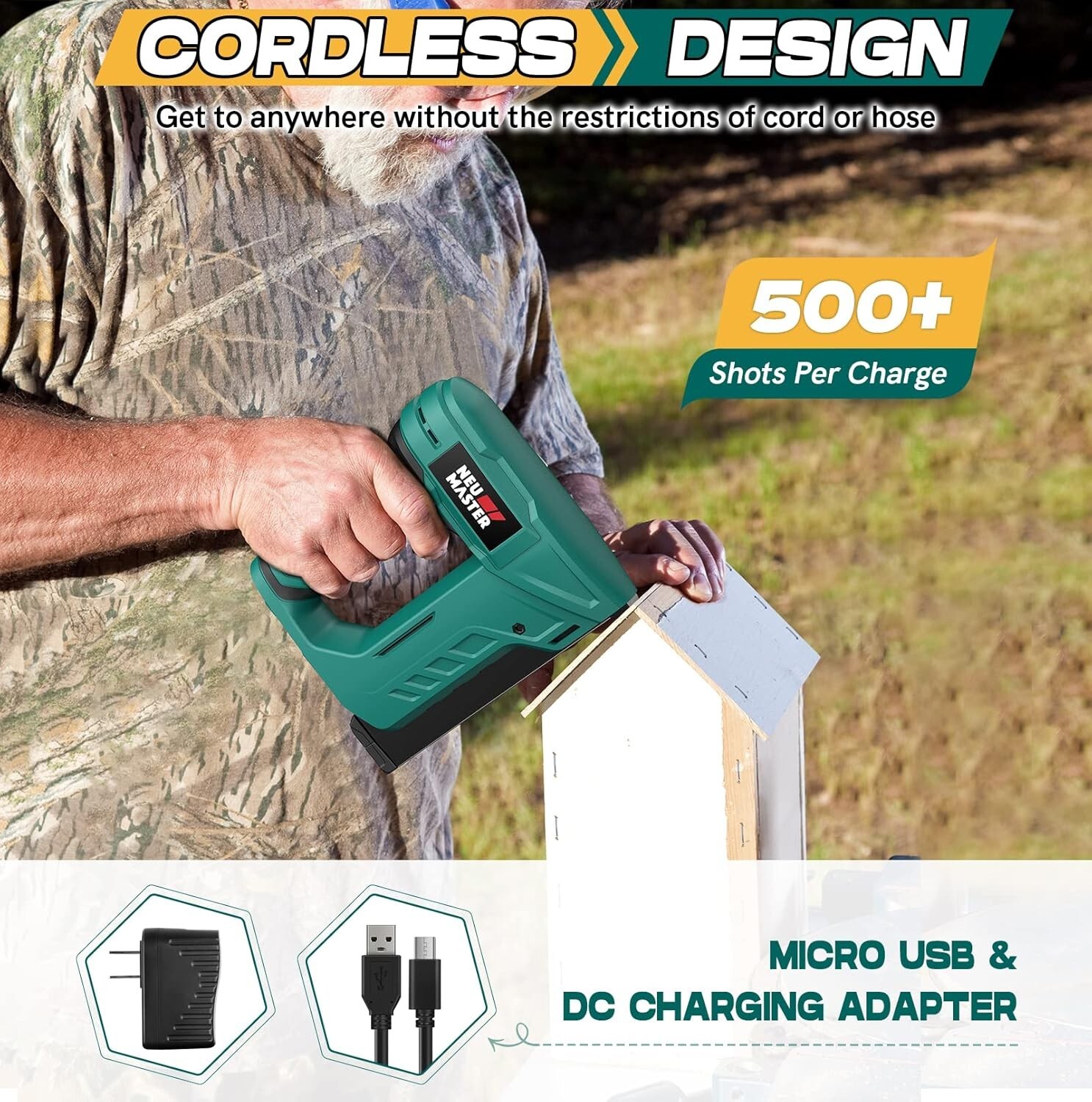 Cordless Electric Staple Gun with Safety Features & USB Charging – User Friendly